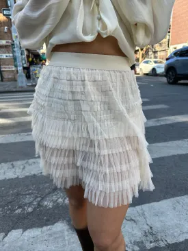 short multi pleated mesh skirt