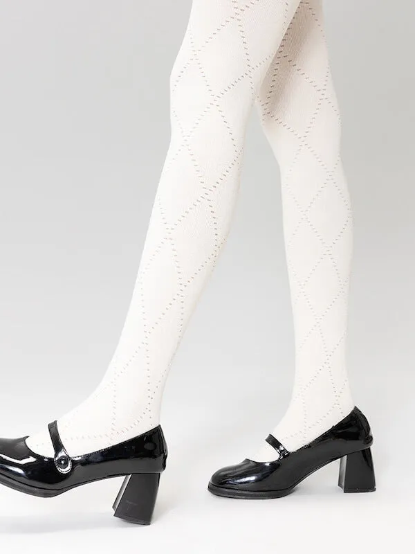 Soft girl hollow diamond-patterned tights