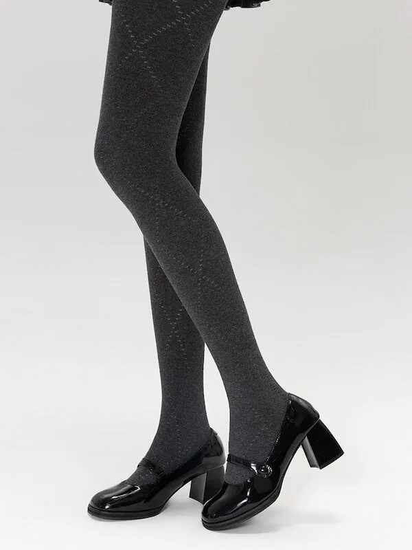 Soft girl hollow diamond-patterned tights