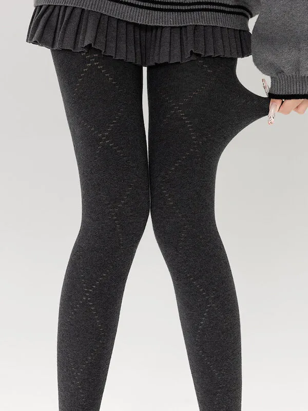 Soft girl hollow diamond-patterned tights