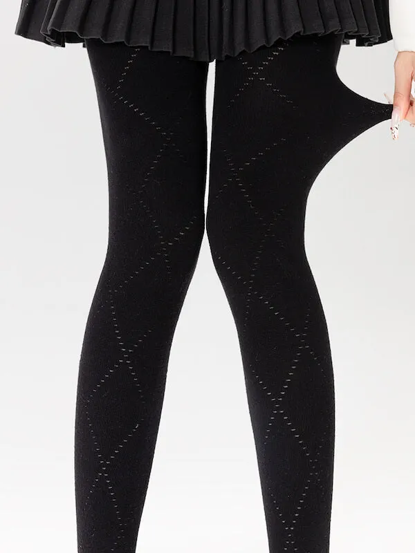 Soft girl hollow diamond-patterned tights