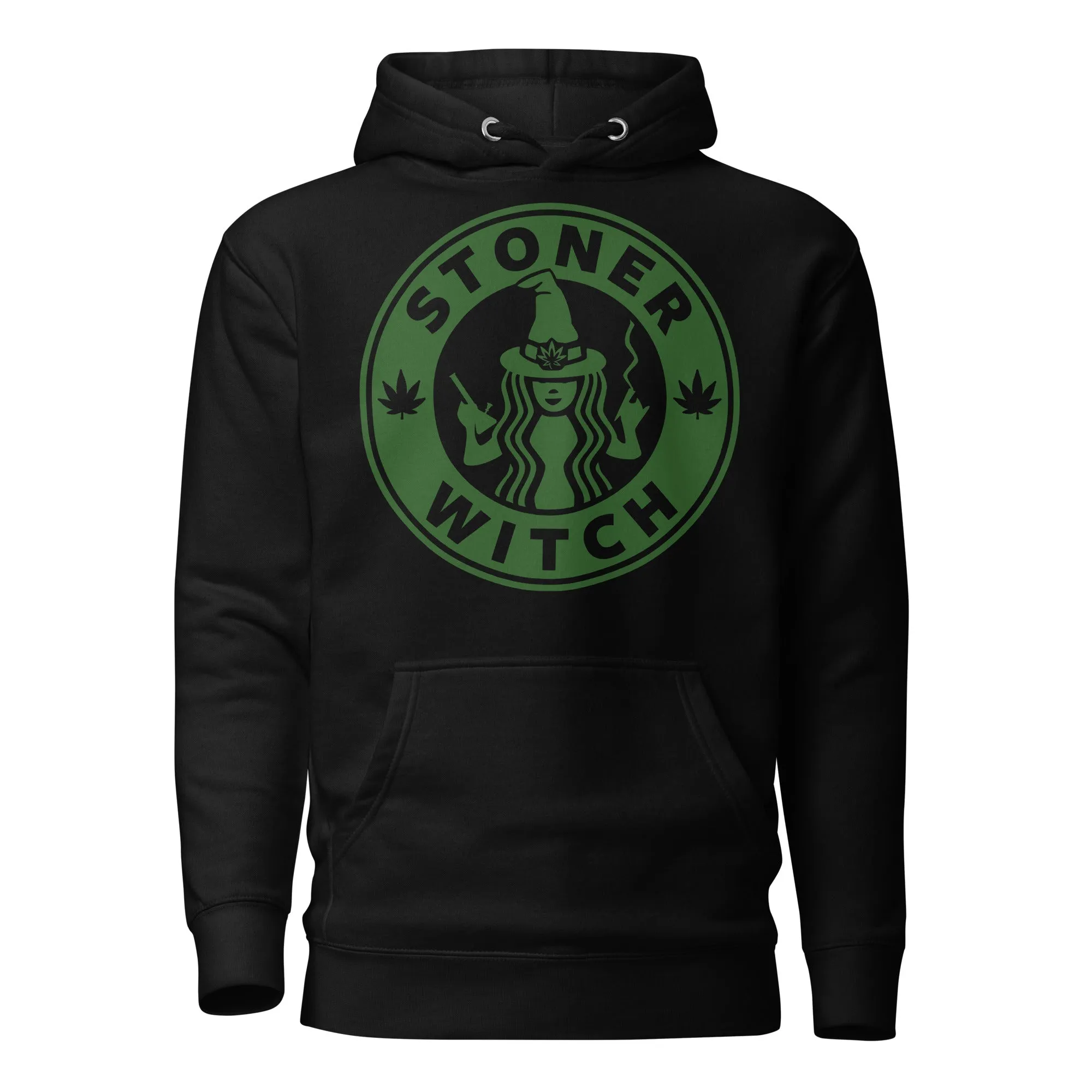 Stoner Witch Brews: Cannabis Coffee Shop Logo Hoodie for Magical Highs!