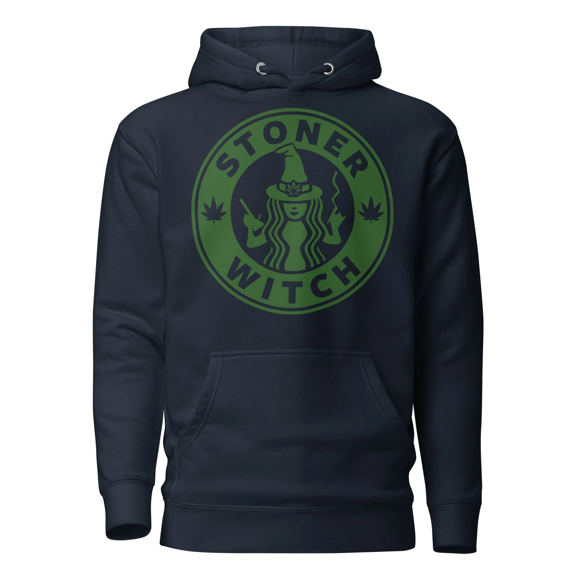 Stoner Witch Brews: Cannabis Coffee Shop Logo Hoodie for Magical Highs!