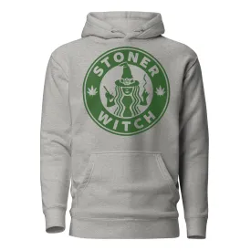 Stoner Witch Brews: Cannabis Coffee Shop Logo Hoodie for Magical Highs!