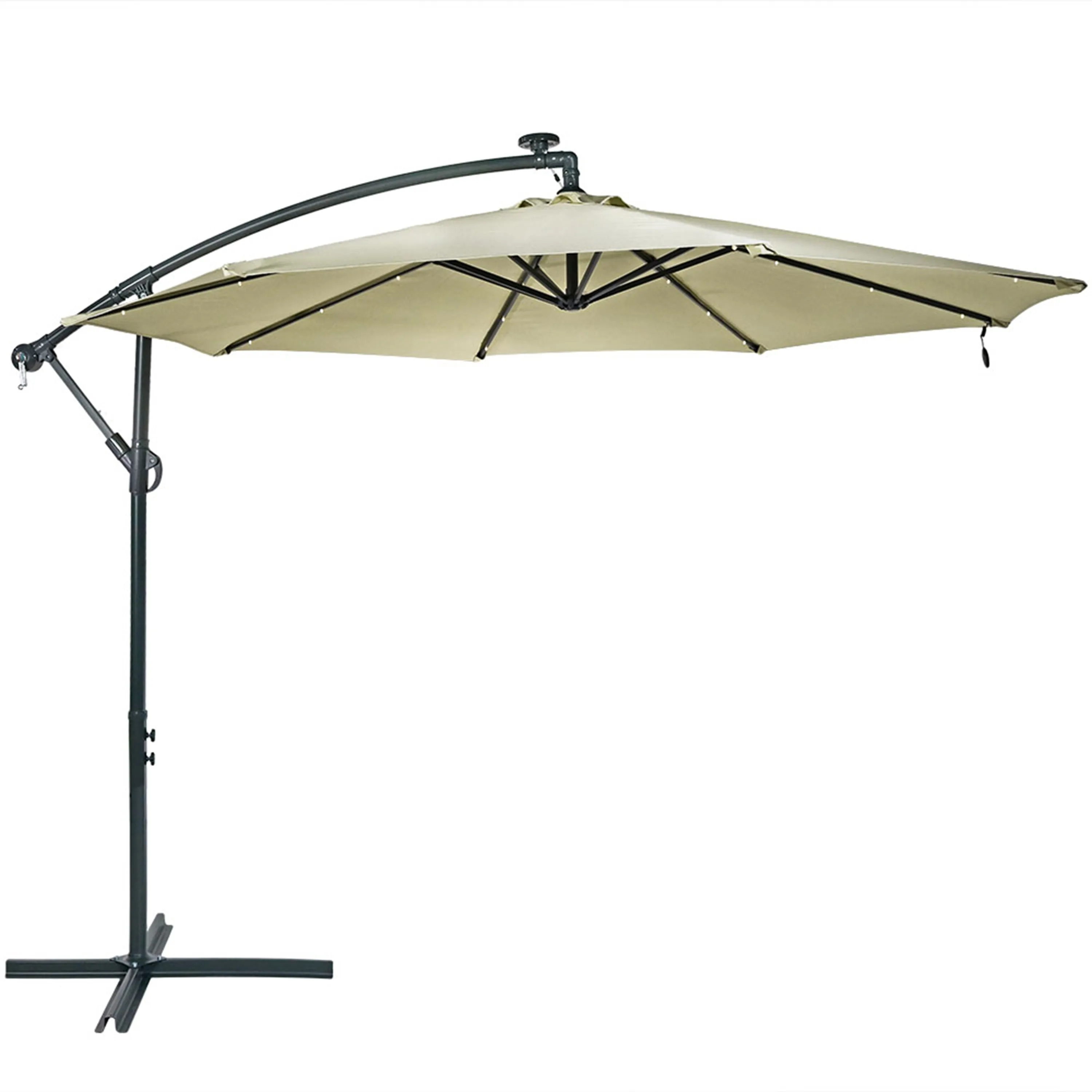 Sunnydaze 10' Solar Cantilever Offset Patio Umbrella with Cross Base