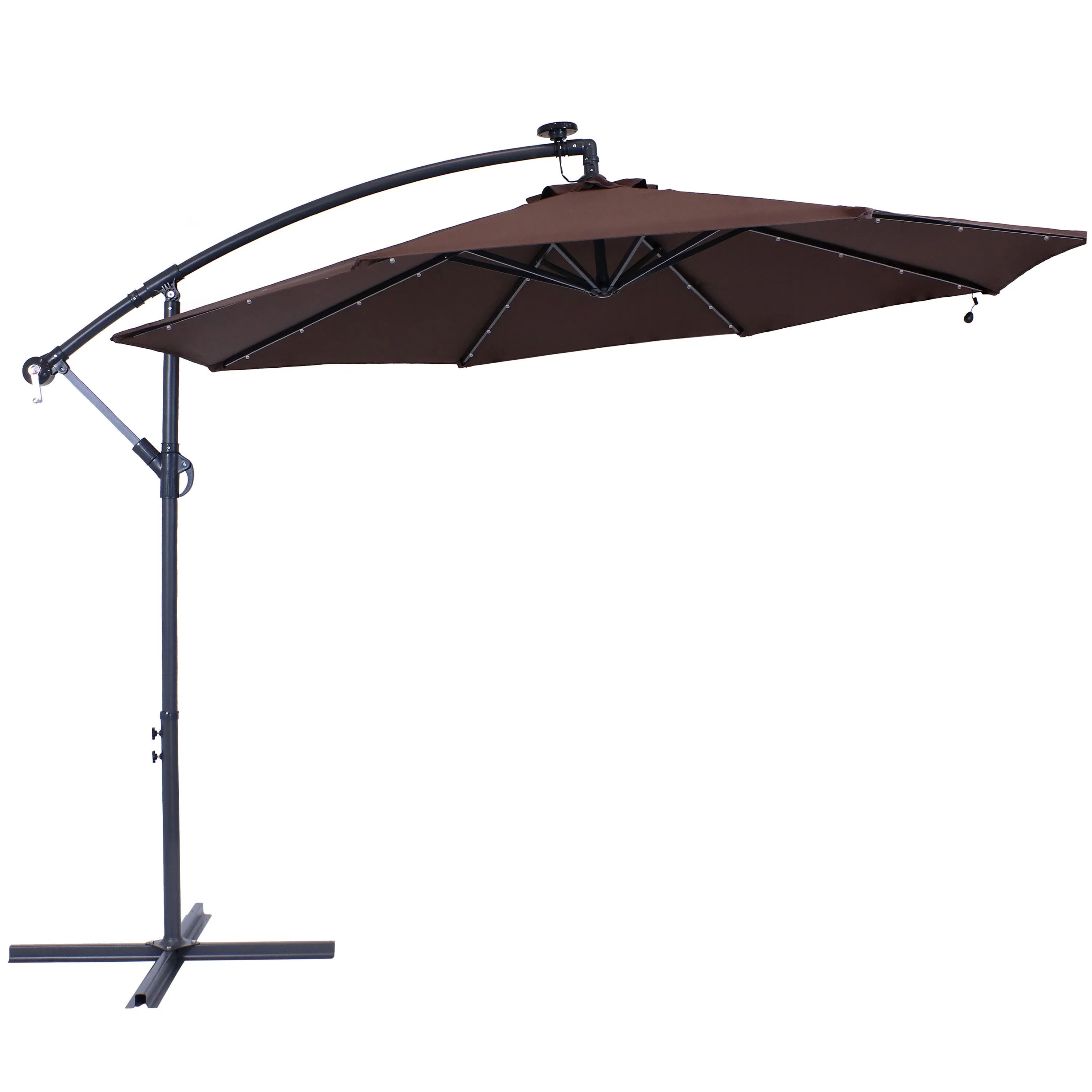 Sunnydaze 10' Solar Cantilever Offset Patio Umbrella with Cross Base