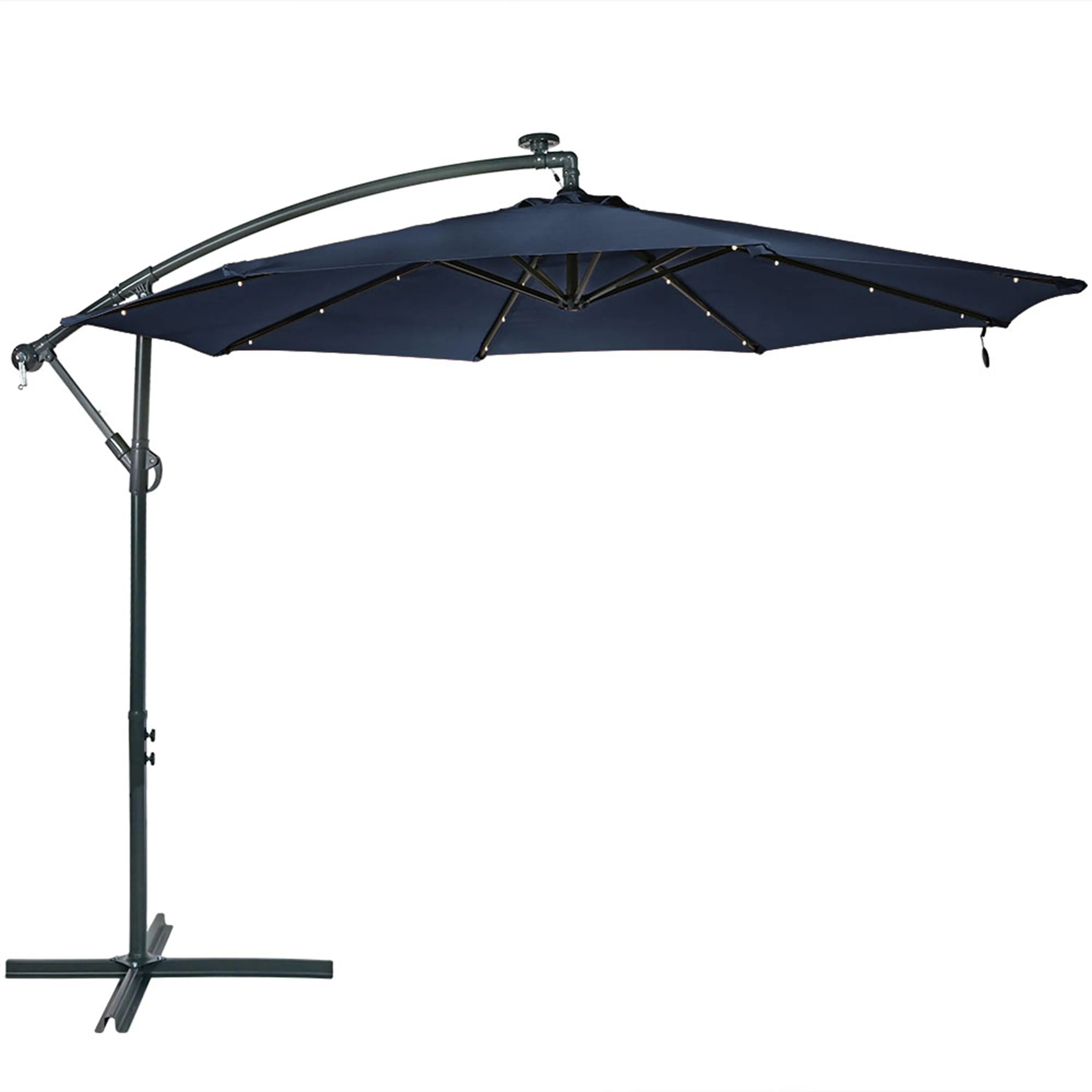 Sunnydaze 10' Solar Cantilever Offset Patio Umbrella with Cross Base