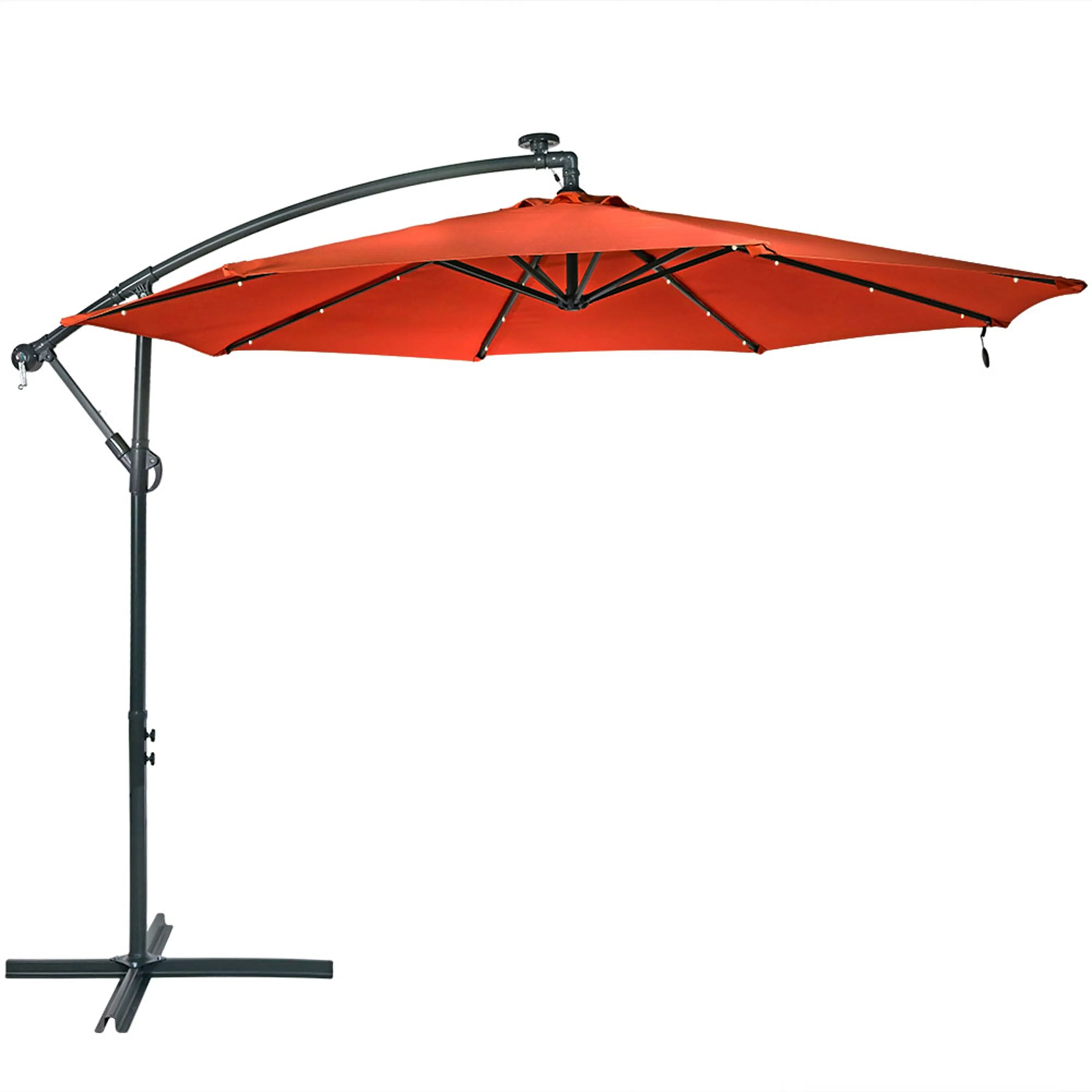 Sunnydaze 10' Solar Cantilever Offset Patio Umbrella with Cross Base