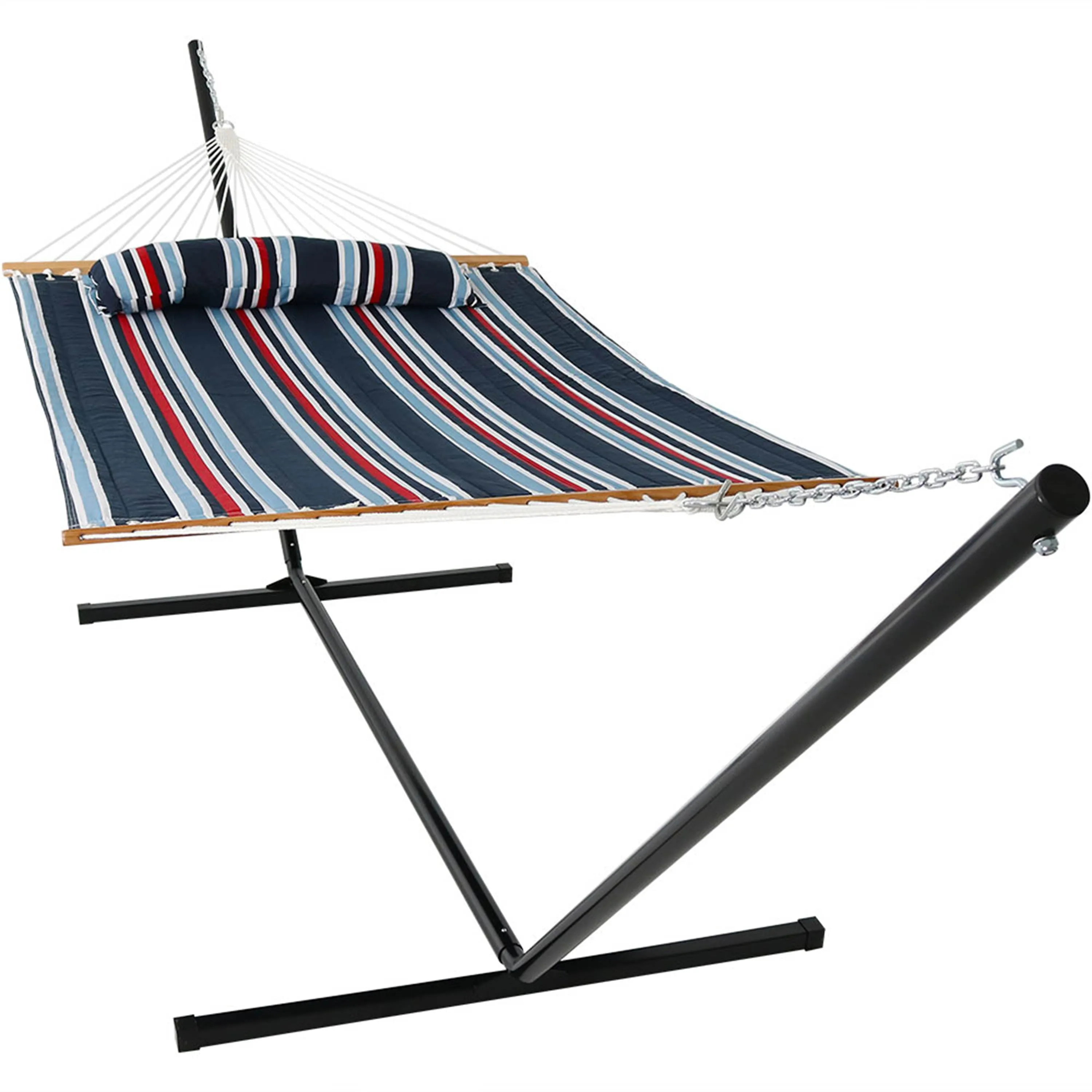 Sunnydaze 2-Person Freestanding Quilted Fabric Hammock with Stand