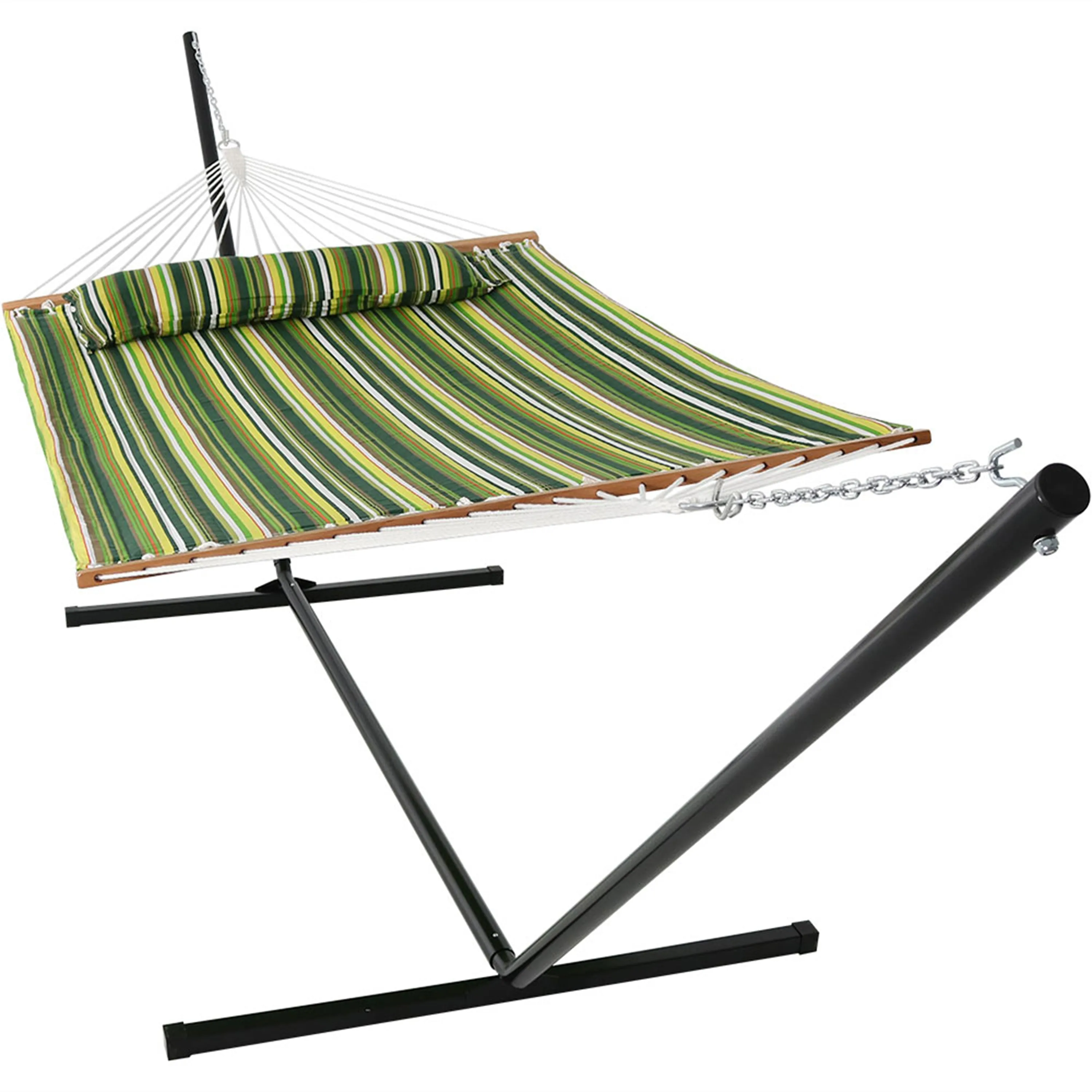 Sunnydaze 2-Person Freestanding Quilted Fabric Hammock with Stand