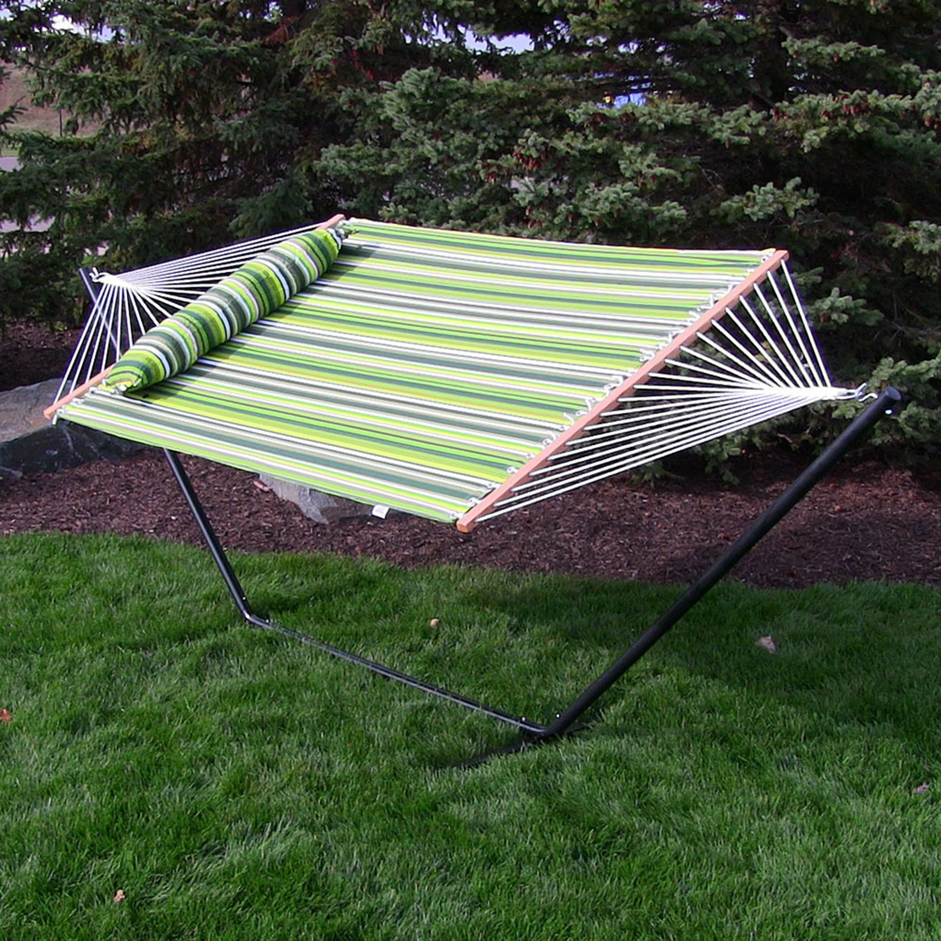 Sunnydaze 2-Person Freestanding Quilted Fabric Hammock with Stand