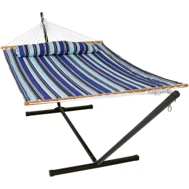 Sunnydaze 2-Person Freestanding Quilted Fabric Hammock with Stand