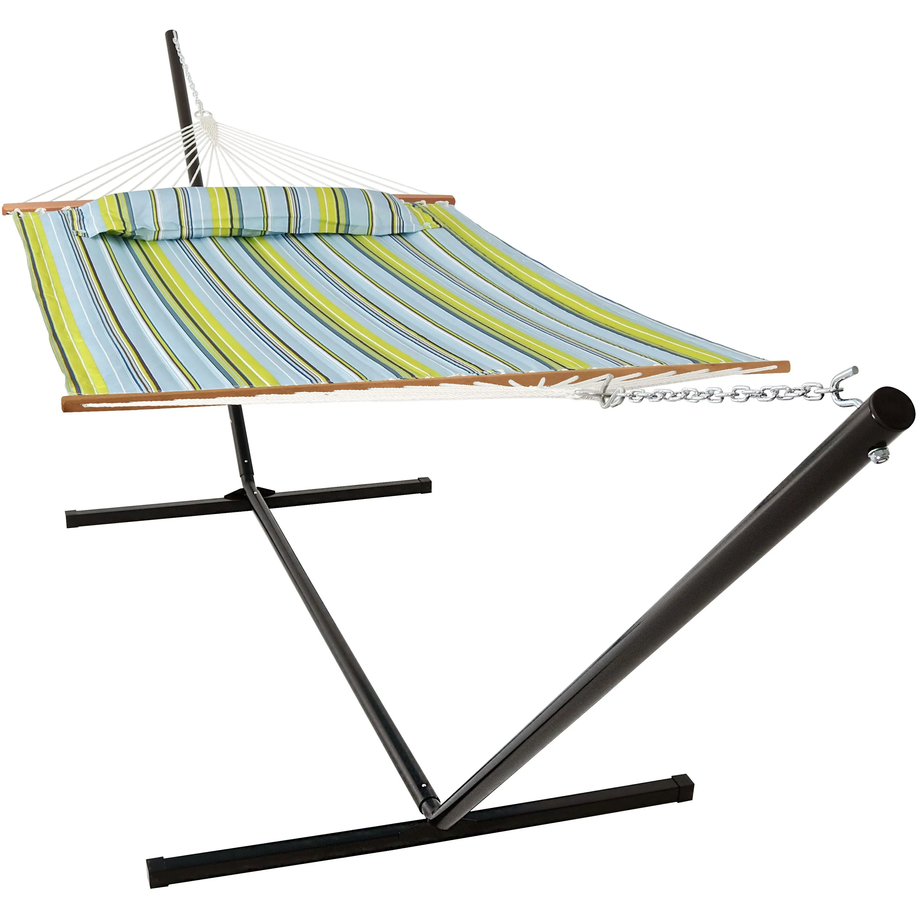 Sunnydaze 2-Person Freestanding Quilted Fabric Hammock with Stand