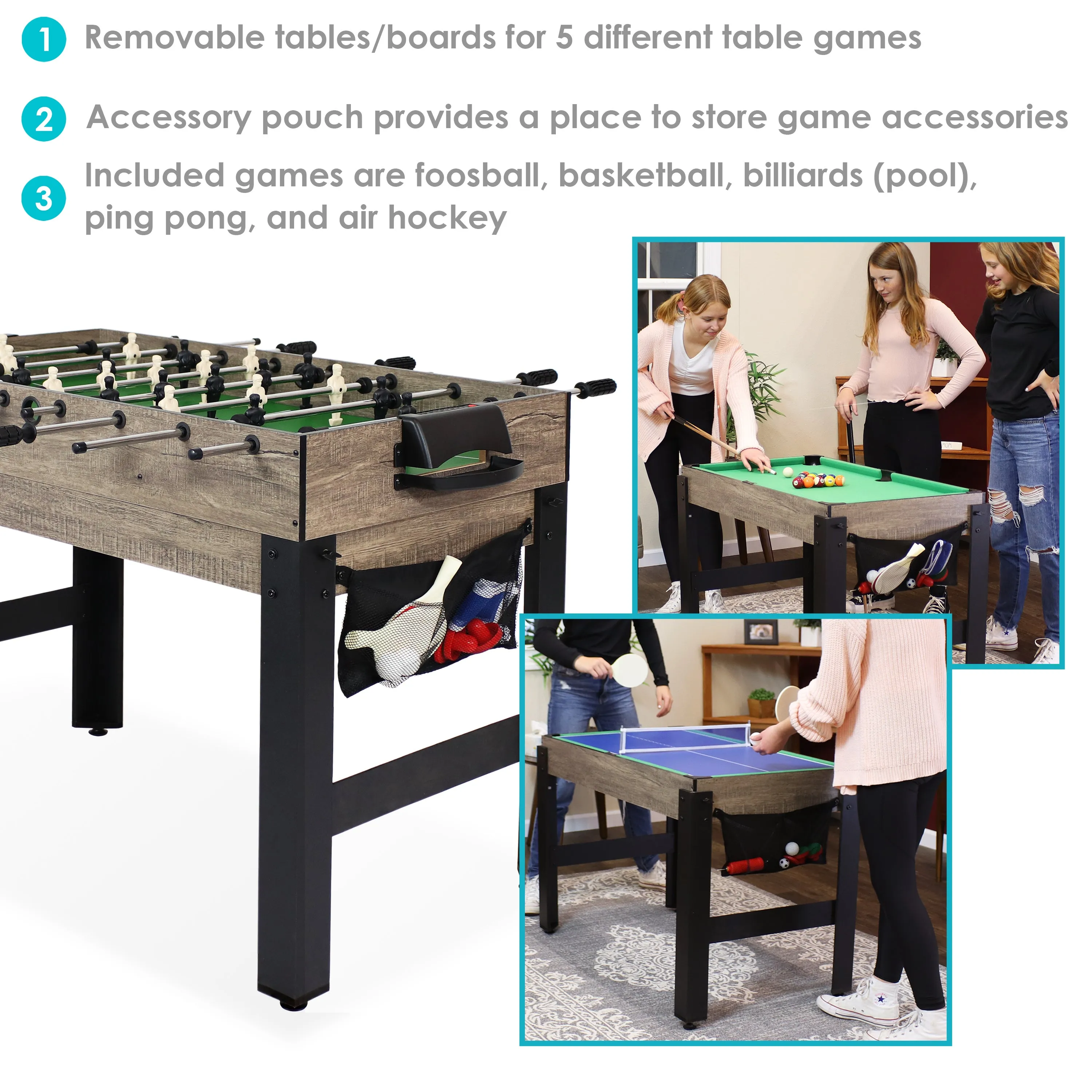 Sunnydaze 2-Player 5-in-1 Multi-Game Table - 45"