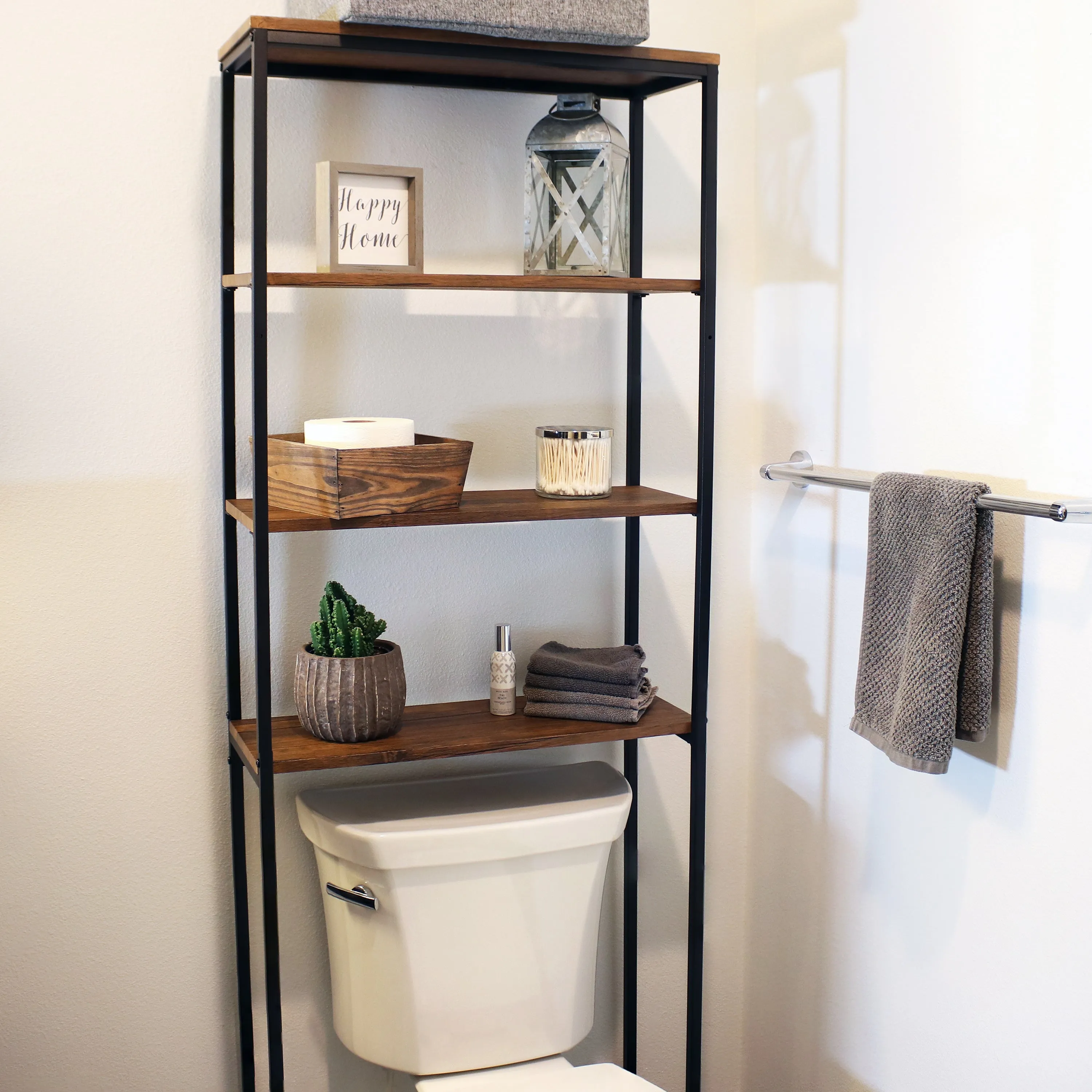 Sunnydaze 4-Tier Black Over-the-Toilet Storage Shelf - 69"