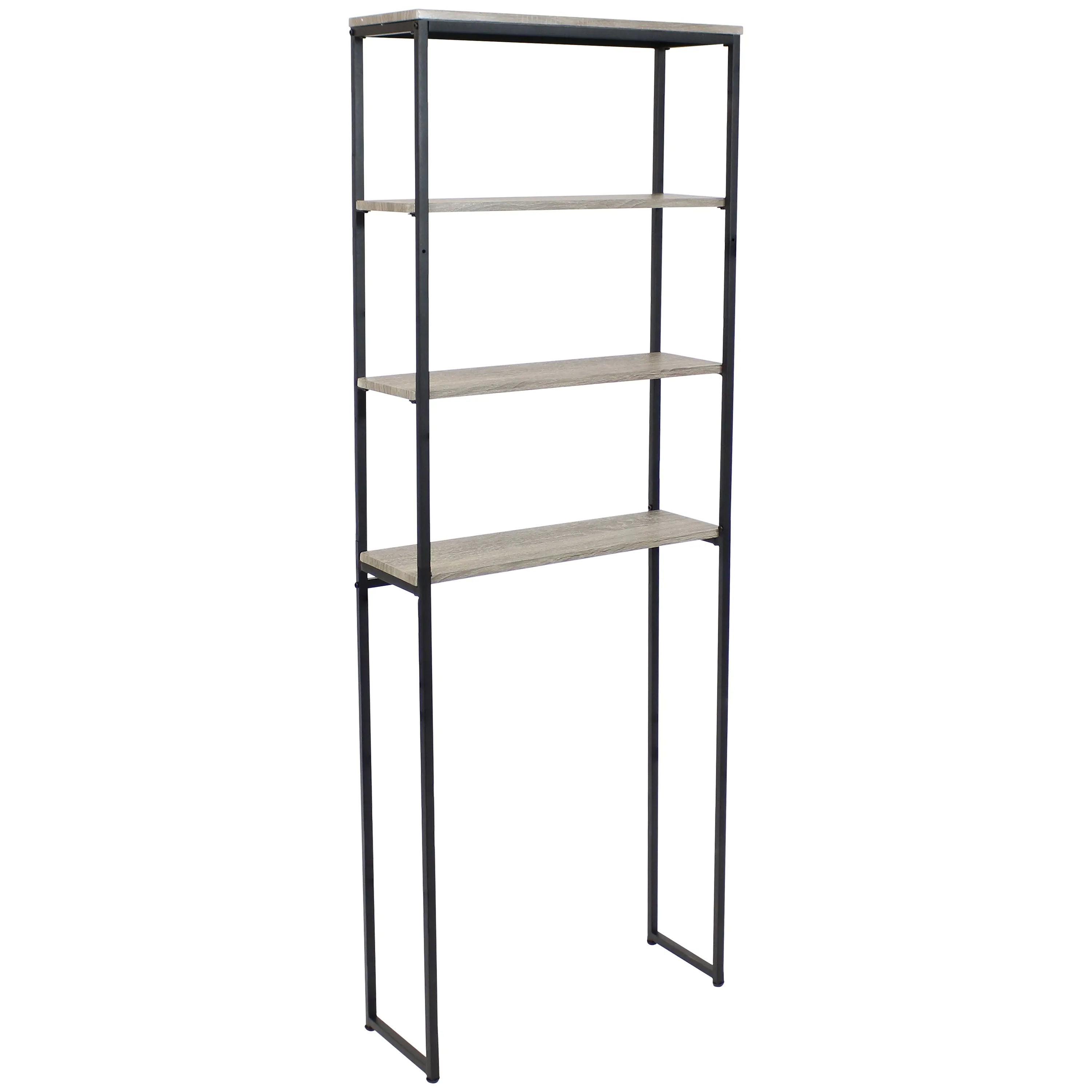 Sunnydaze 4-Tier Black Over-the-Toilet Storage Shelf - 69"