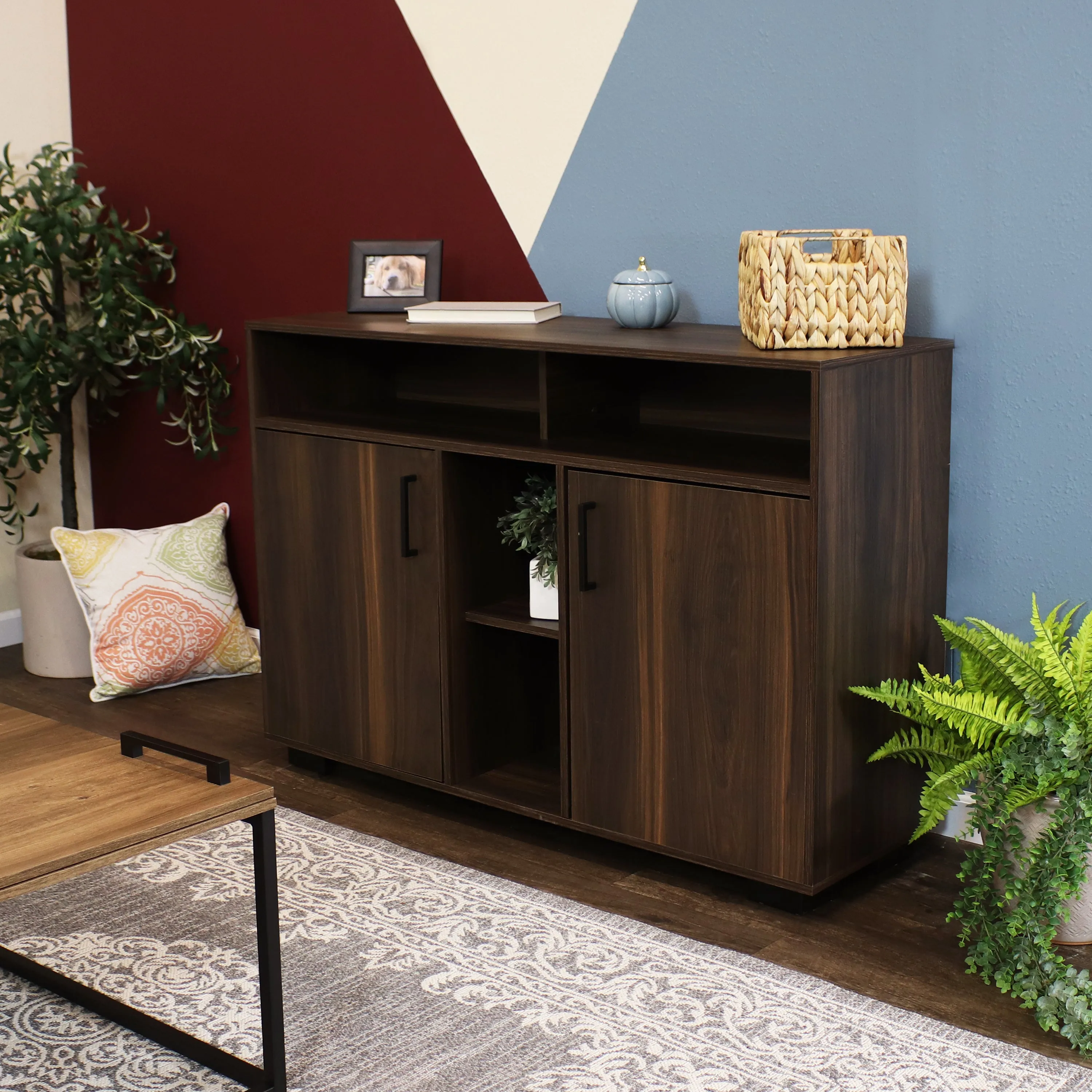 Sunnydaze 48.5" Anthony Sideboard Buffet Cabinet with Storage Shelves