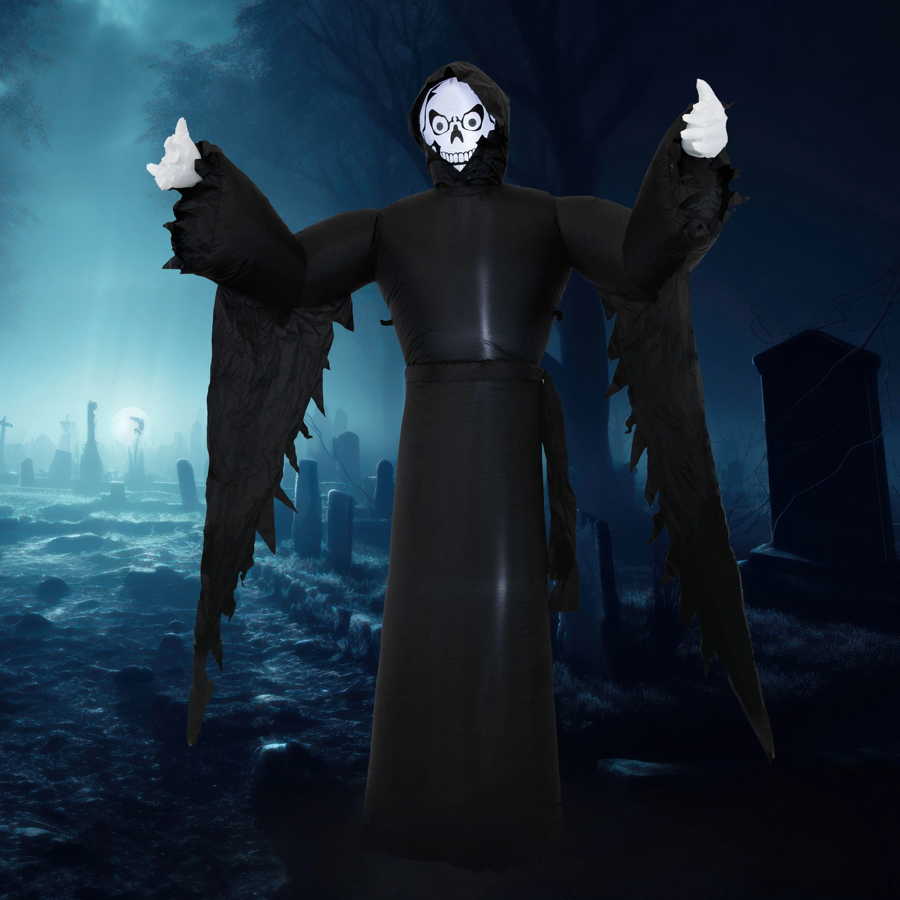 Sunnydaze 7’ Grisly Grim Reaper Inflatable Halloween Decoration