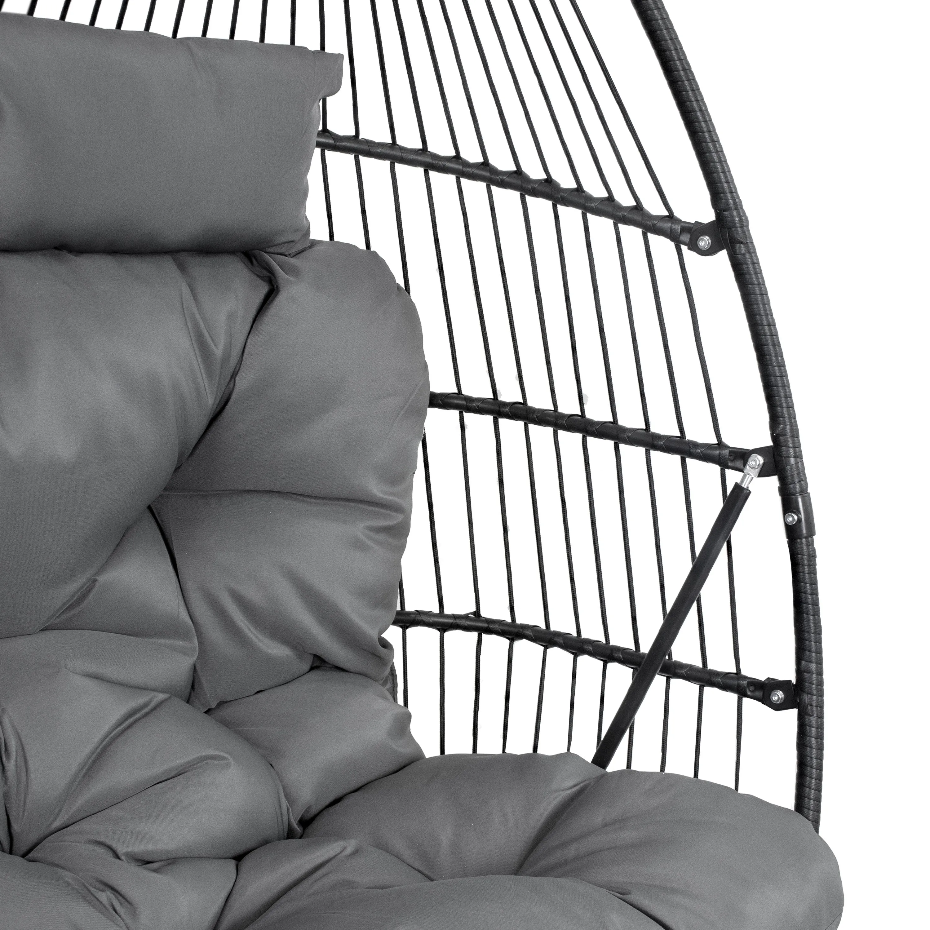 Sunnydaze Andrei Double Hanging Egg Chair with Cushion - Dark Gray