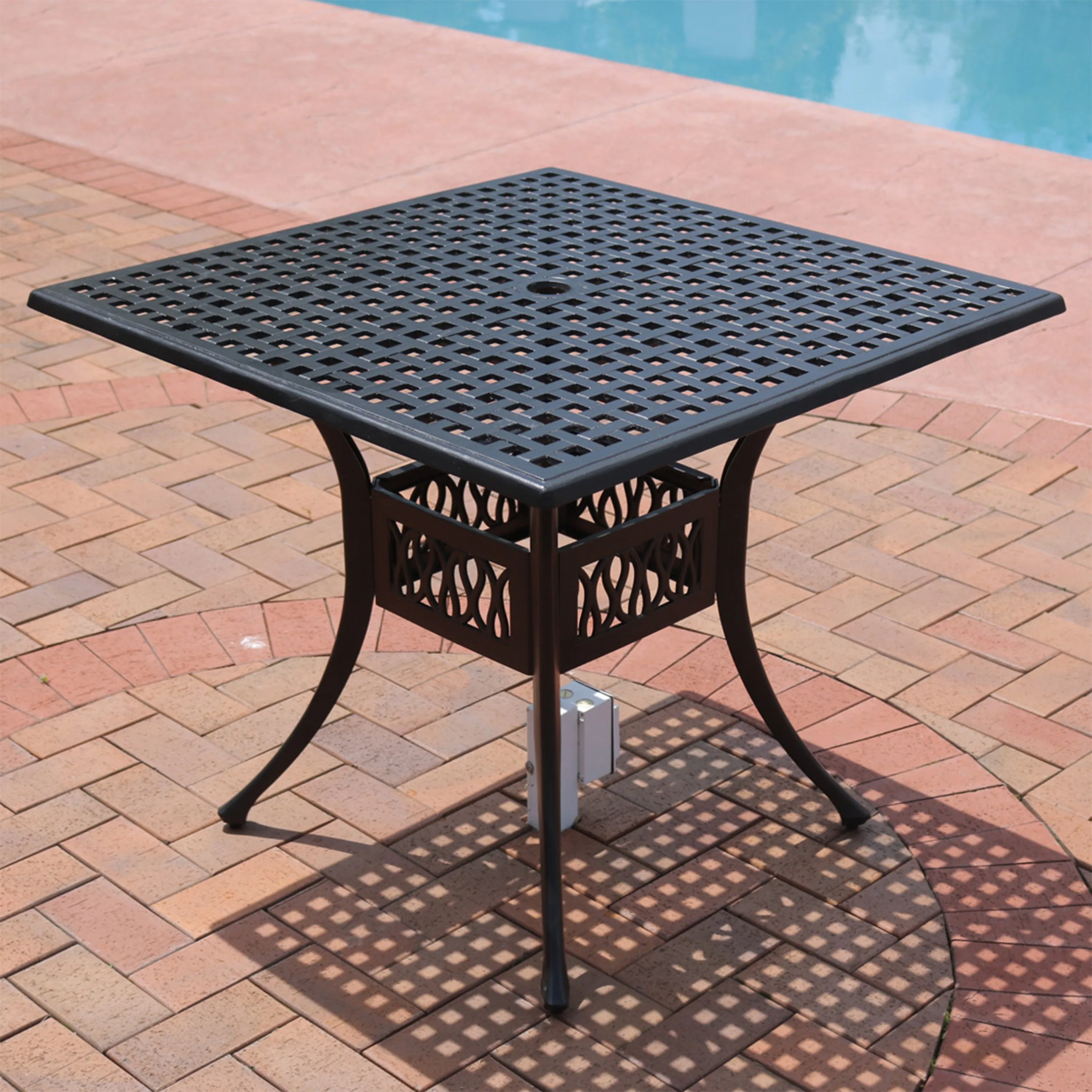 Sunnydaze Black Cast Aluminum Square Dining Table - 35"