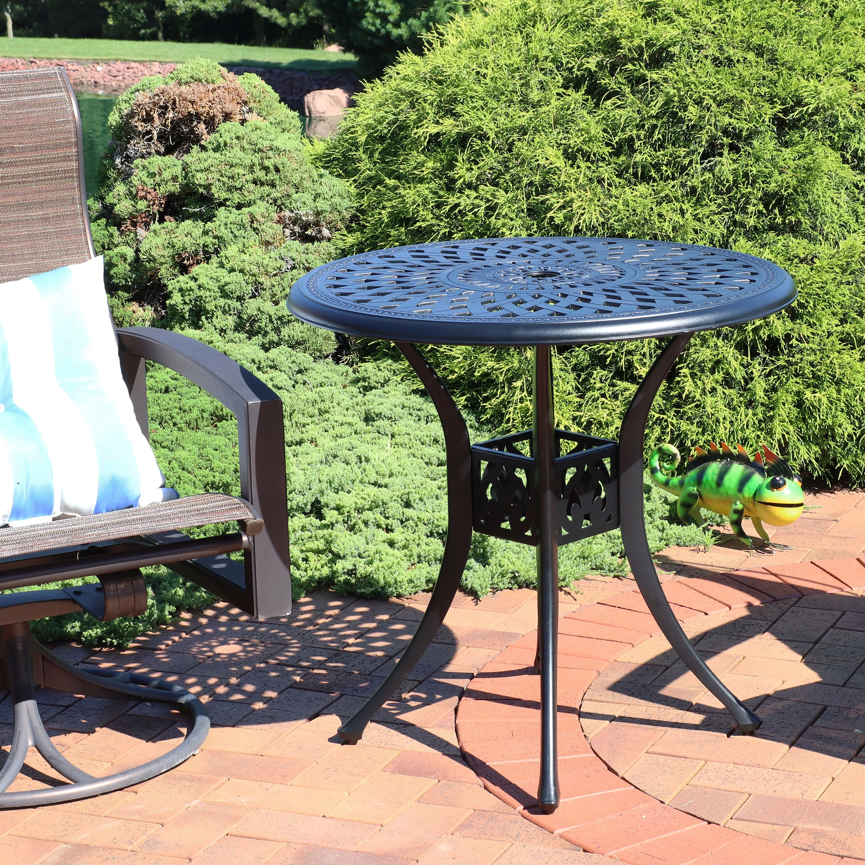 Sunnydaze Cast Aluminum Sigonella Round Patio Dining Table - 30.75"