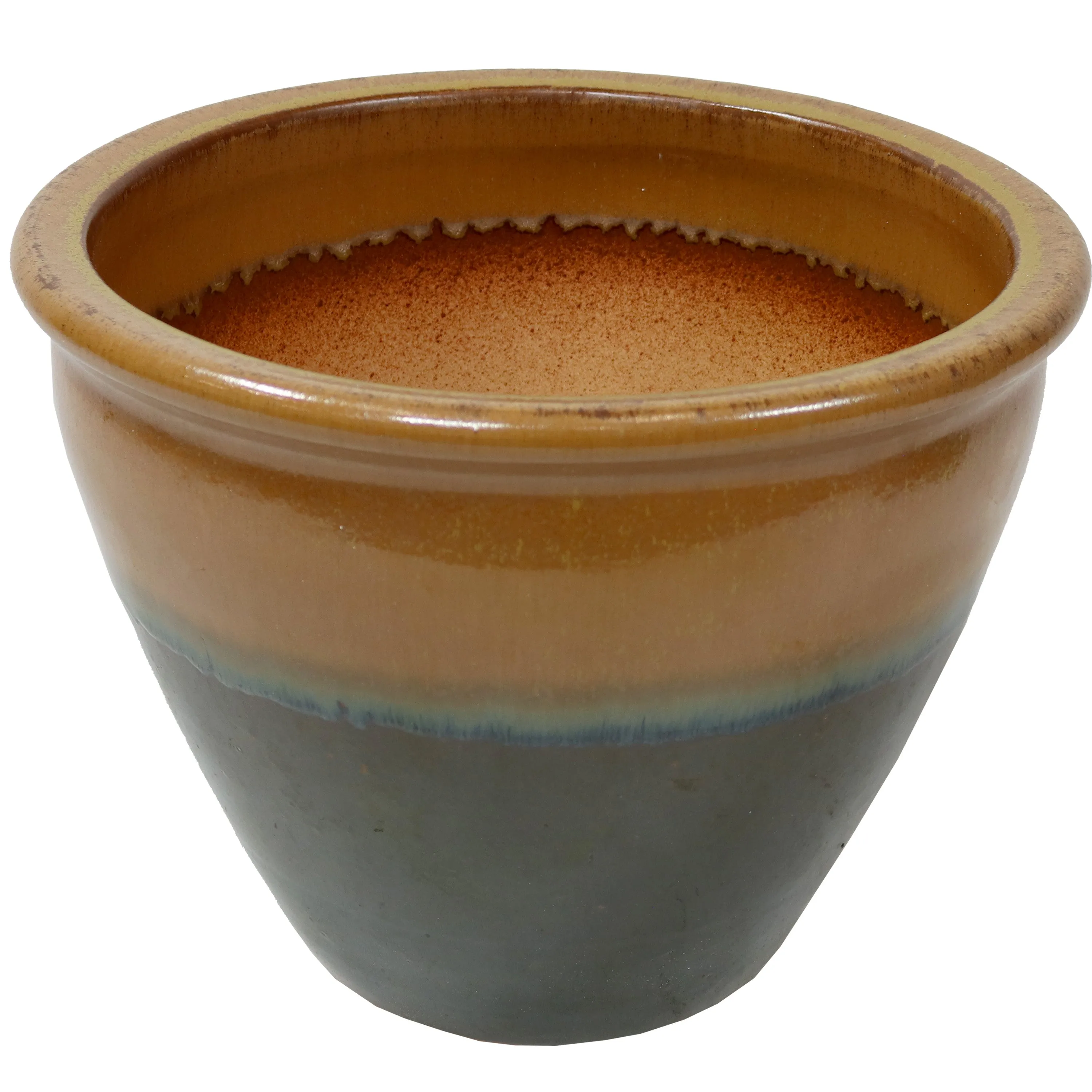 Sunnydaze Chalet High-Fired Glazed Ceramic Planter - 15"