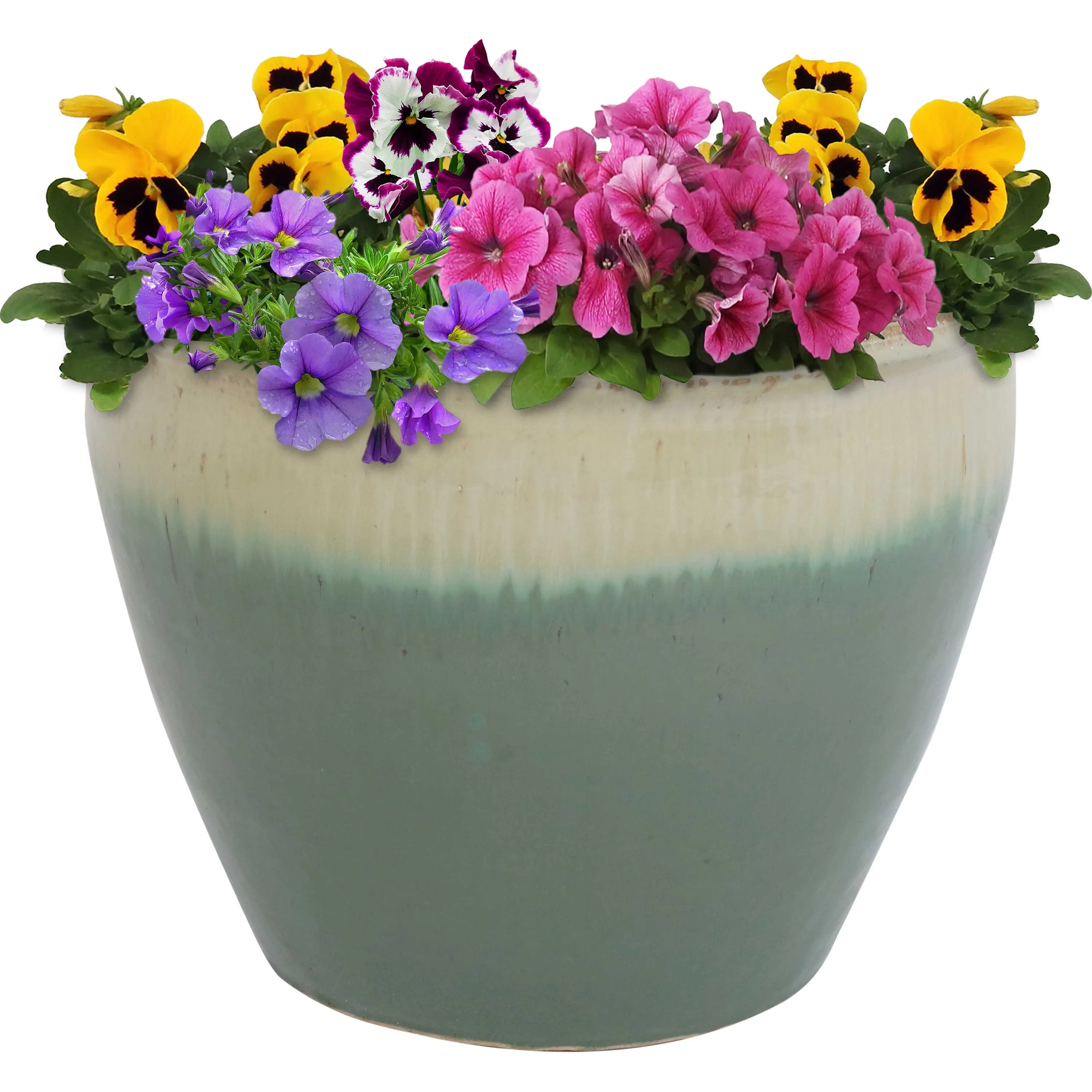 Sunnydaze Chalet High-Fired Glazed Ceramic Planter - 15"