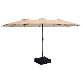 Sunnydaze Double-Sided Patio Umbrella with Sandbag Base - 15'