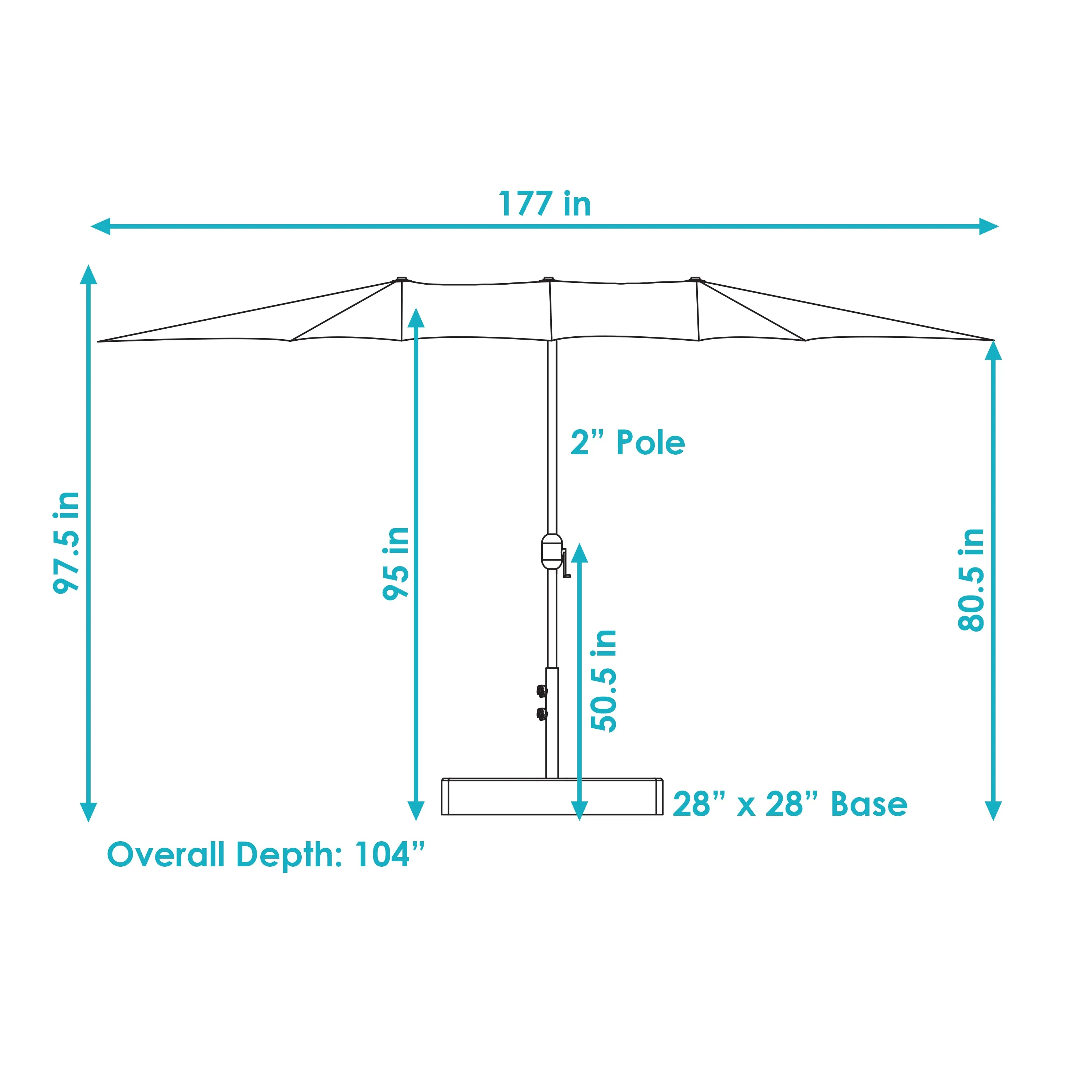 Sunnydaze Double-Sided Patio Umbrella with Sandbag Base - 15'