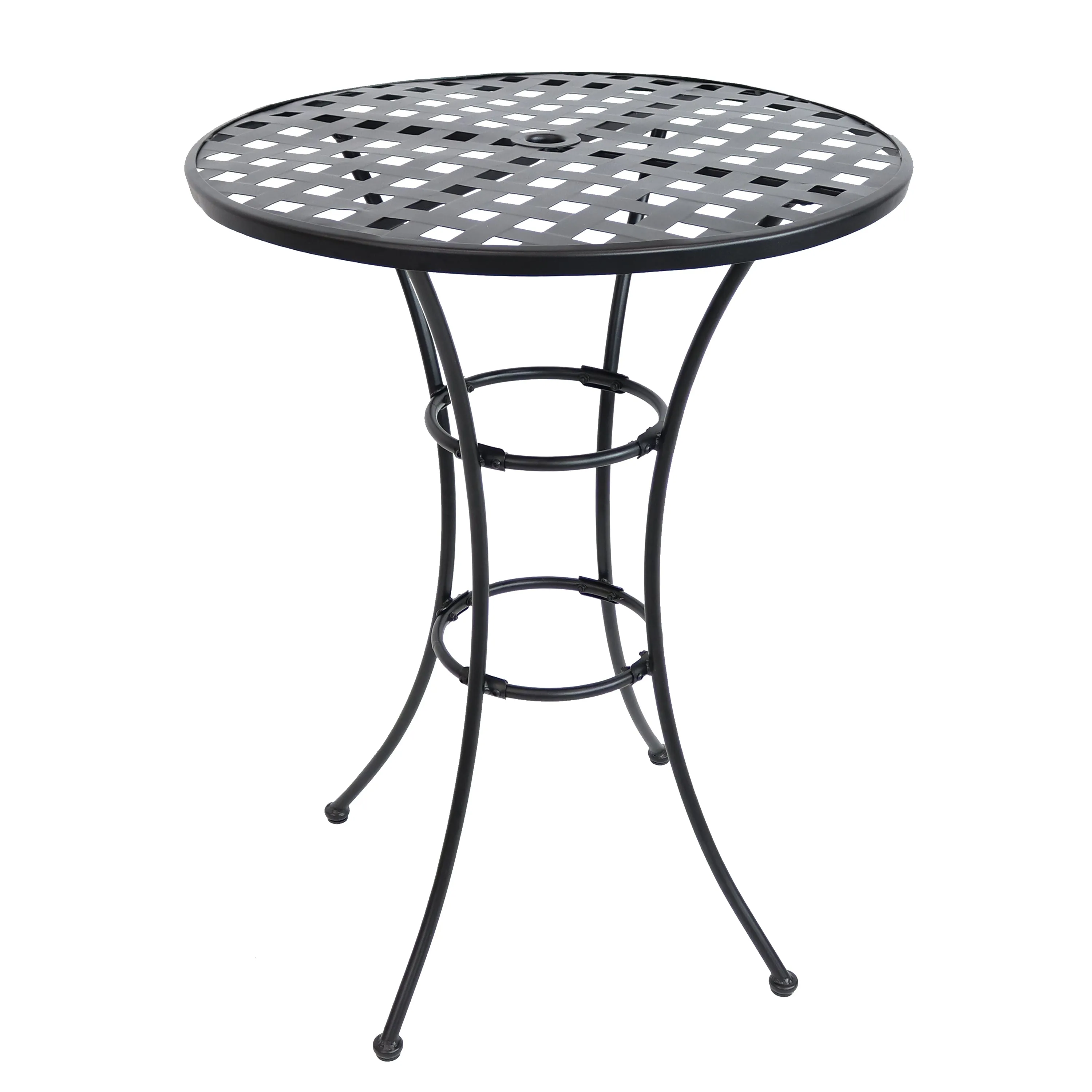 Sunnydaze Elegant Round Black Wrought Iron Bar Table - 30" Diameter