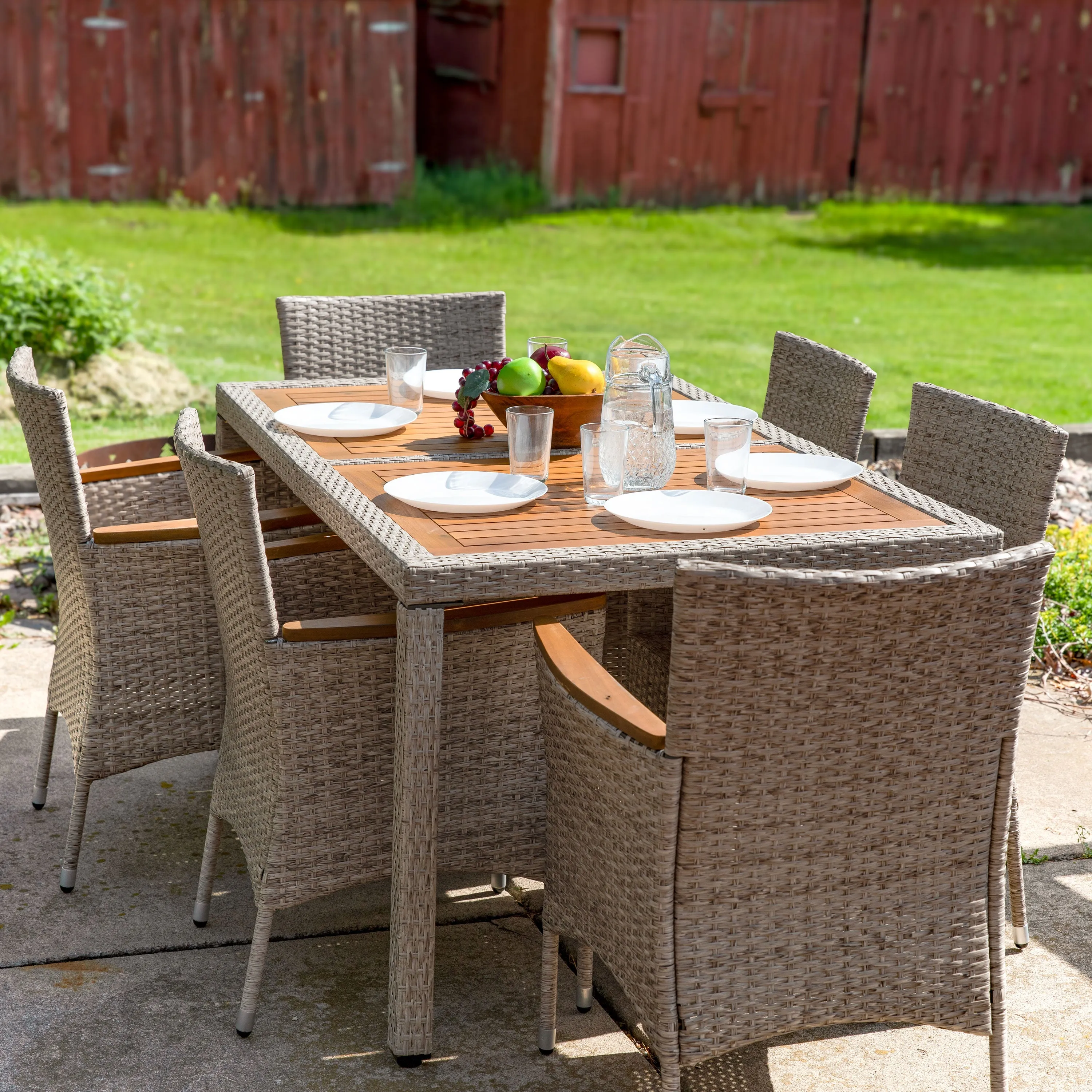 Sunnydaze Foxford 7-Piece Outdoor Patio Dining Set with Cushions