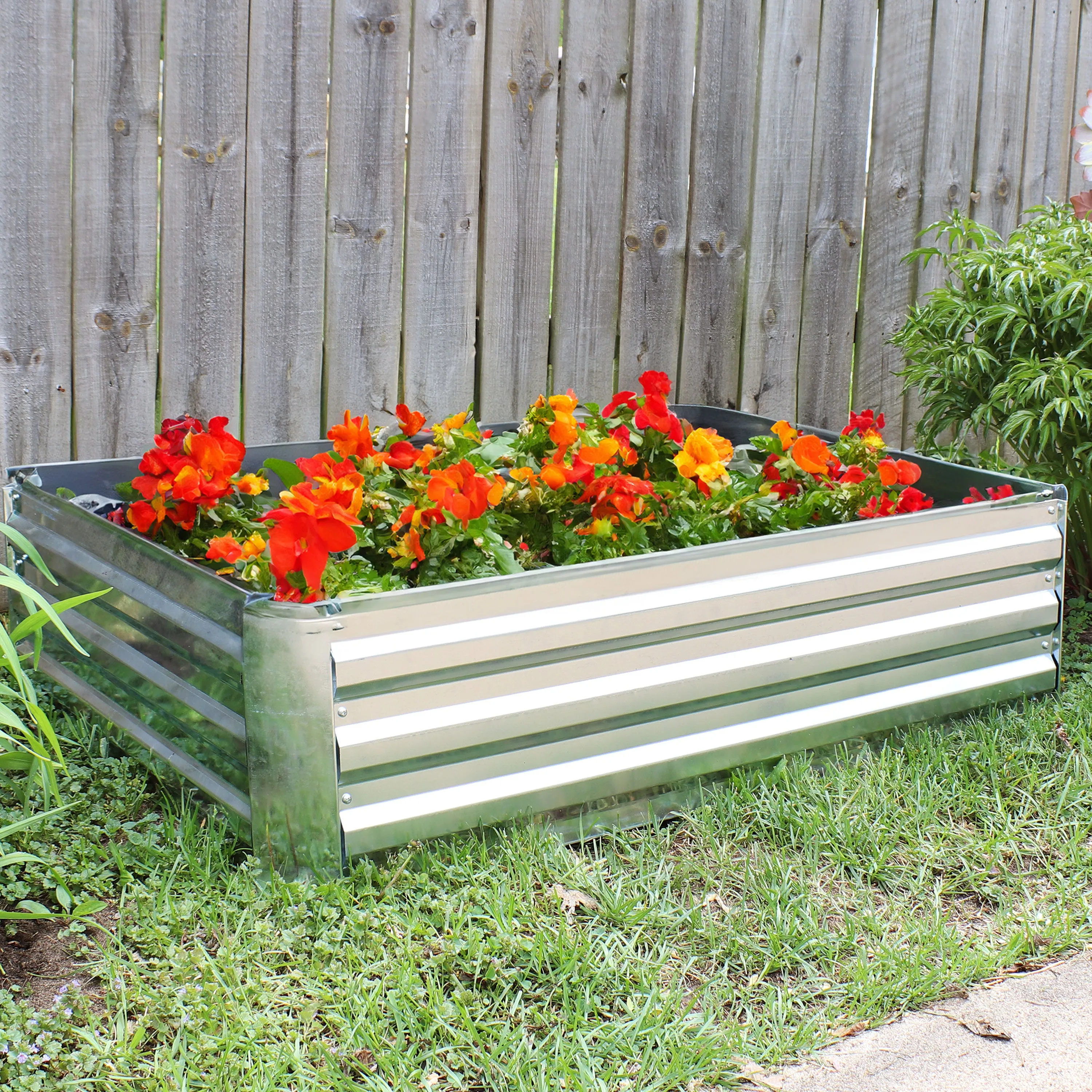 Sunnydaze Galvanized Steel Raised Garden Bed - Large Rectangle - 47"