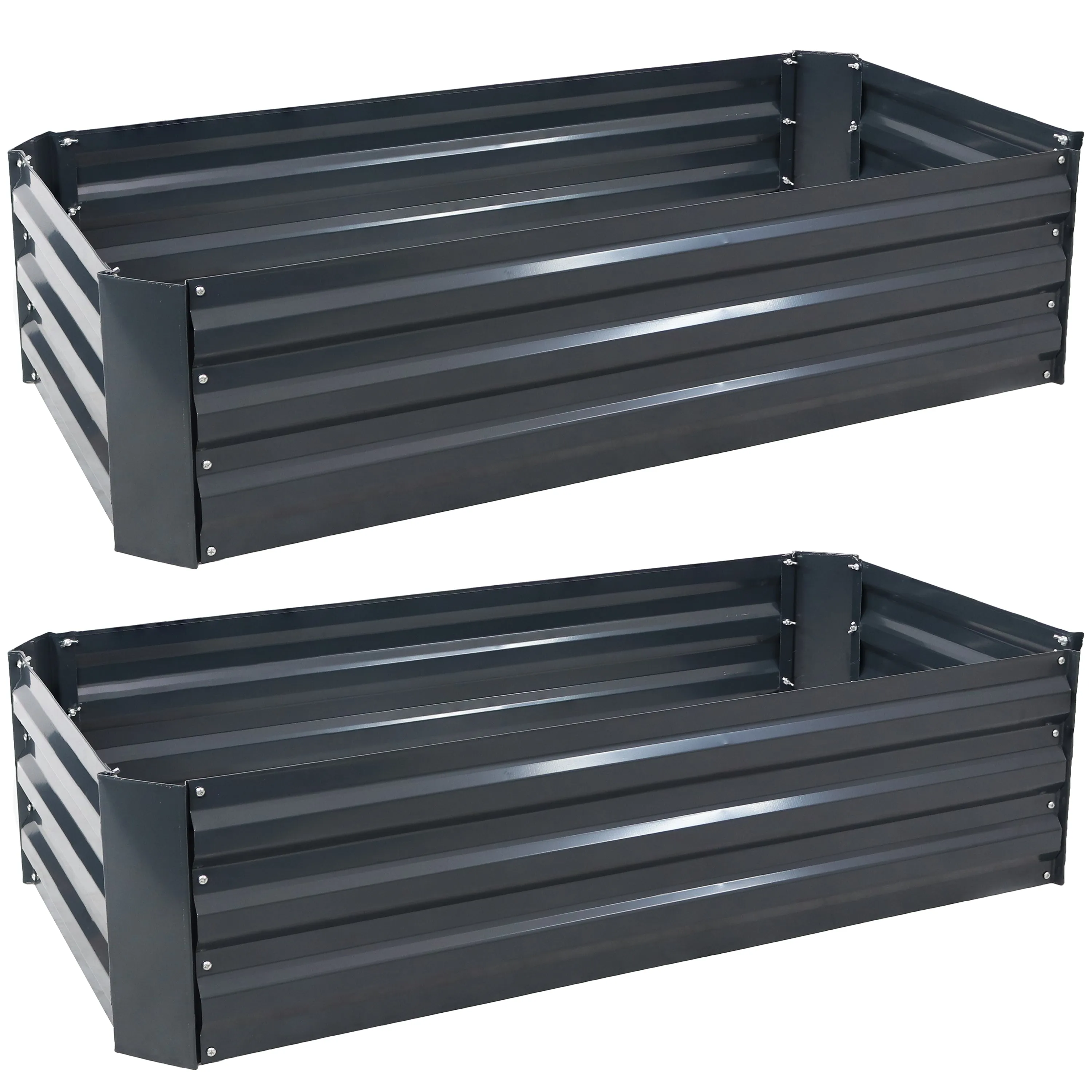 Sunnydaze Galvanized Steel Raised Garden Bed - Rectangle - 48"