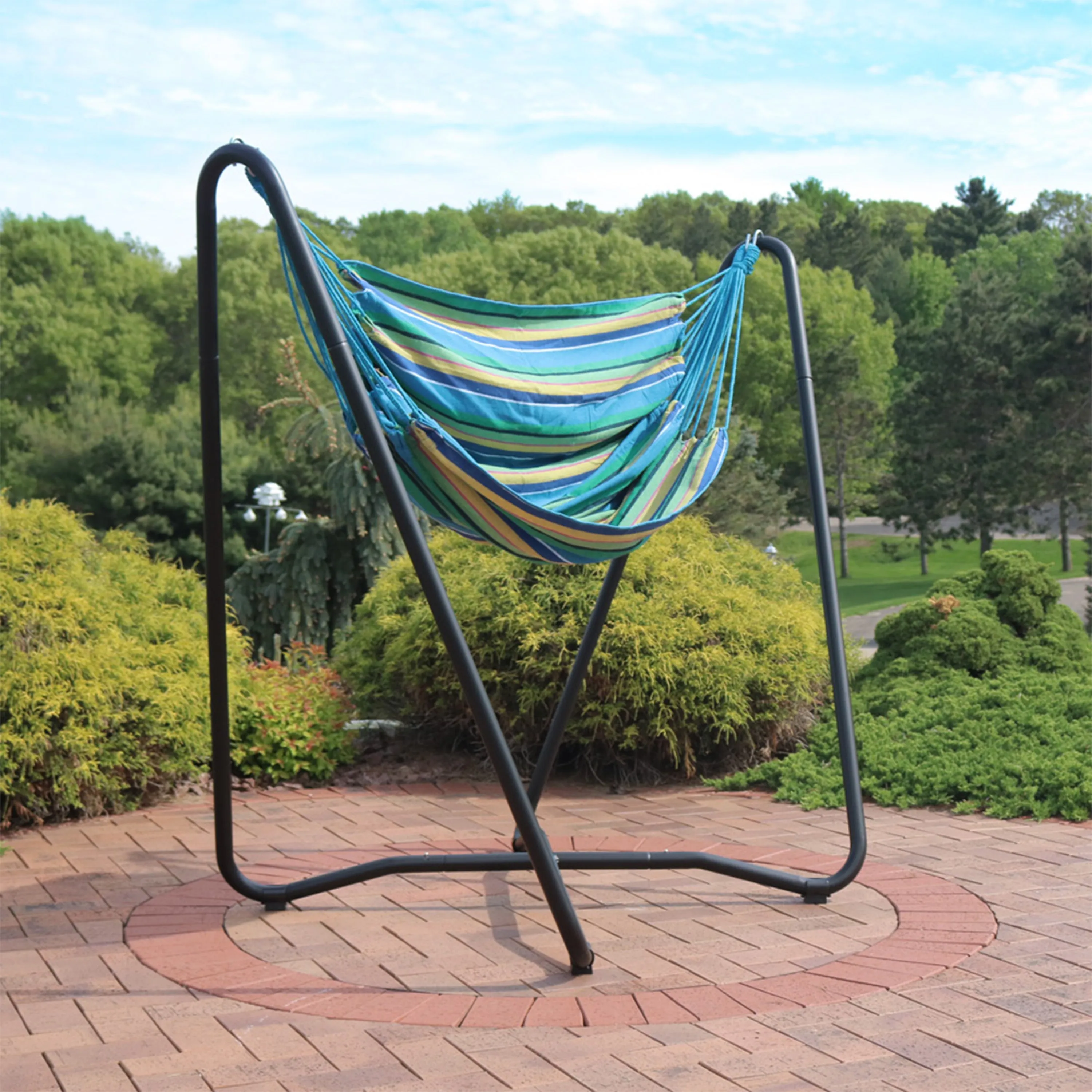 Sunnydaze Hanging Rope Hammock Chair with Space-Saving Stand