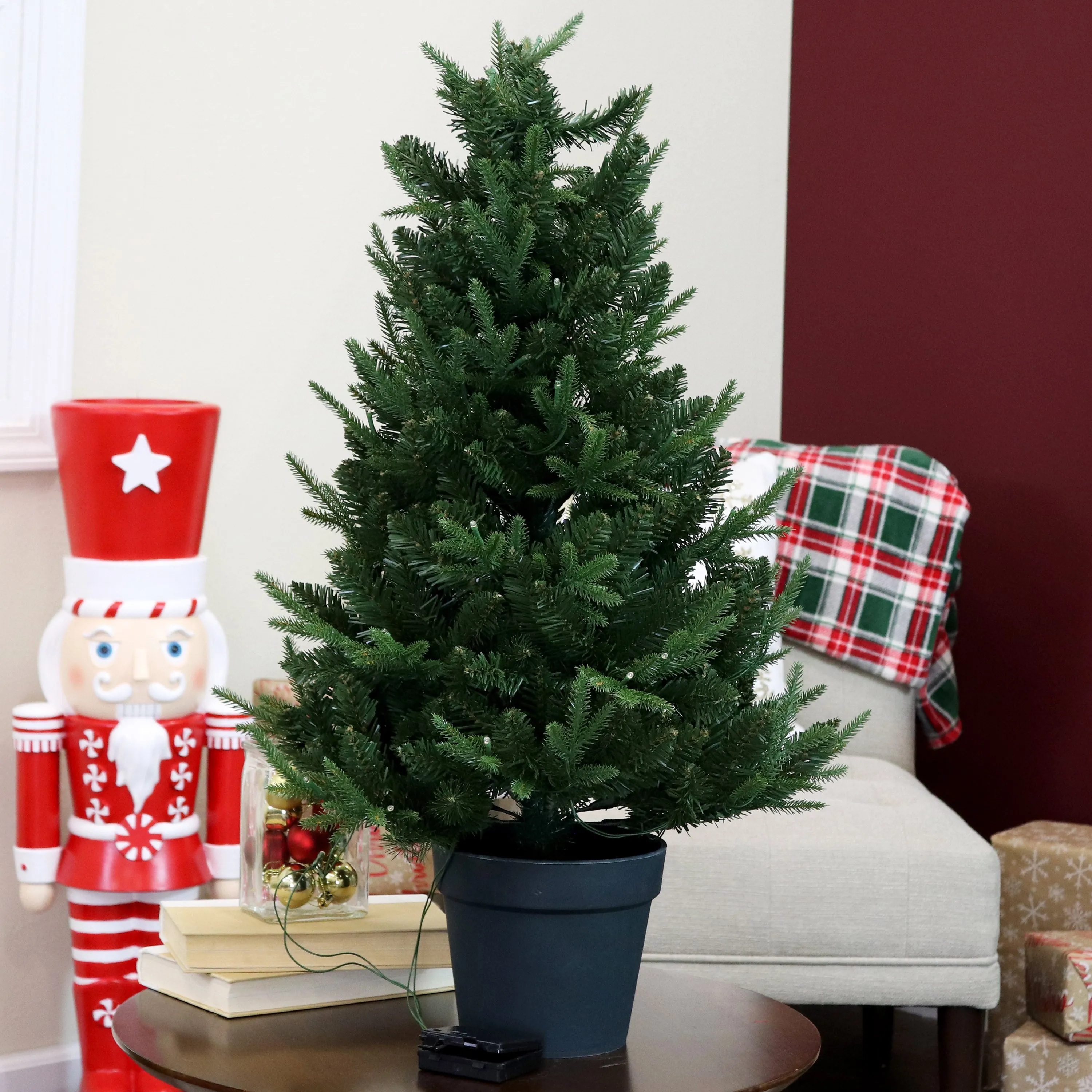 Sunnydaze Holiday Glow Pre-Lit Artificial Christmas Tree - 3'