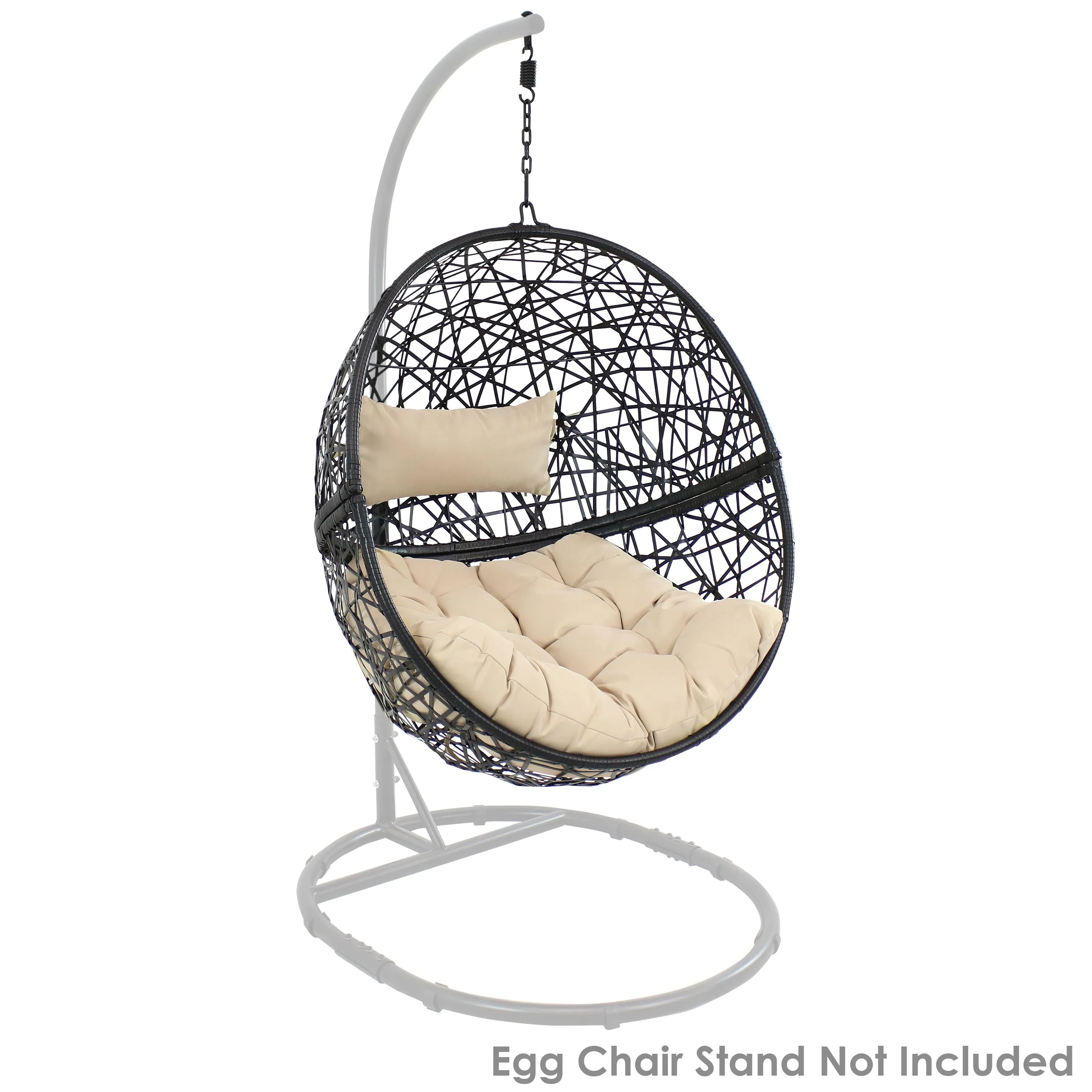 Sunnydaze Jackson Outdoor Hanging Resin Wicker Egg Chair with Cushion