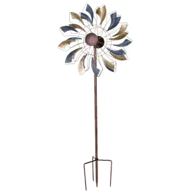 Sunnydaze Metallic Pinwheel Metal Garden Wind Spinner - 84.5" H