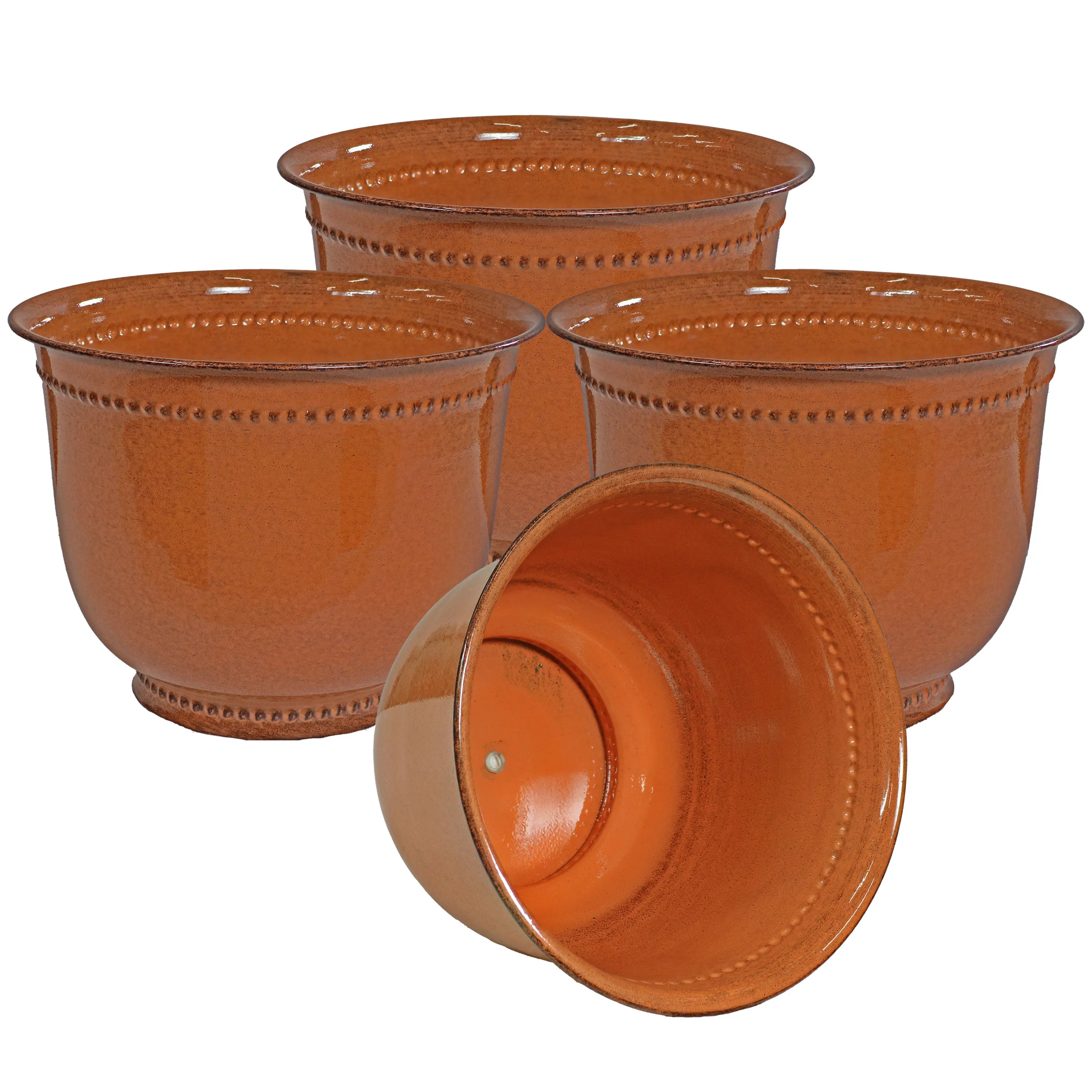 Sunnydaze Michael Metal Outdoor Plant Pots - 14.5"