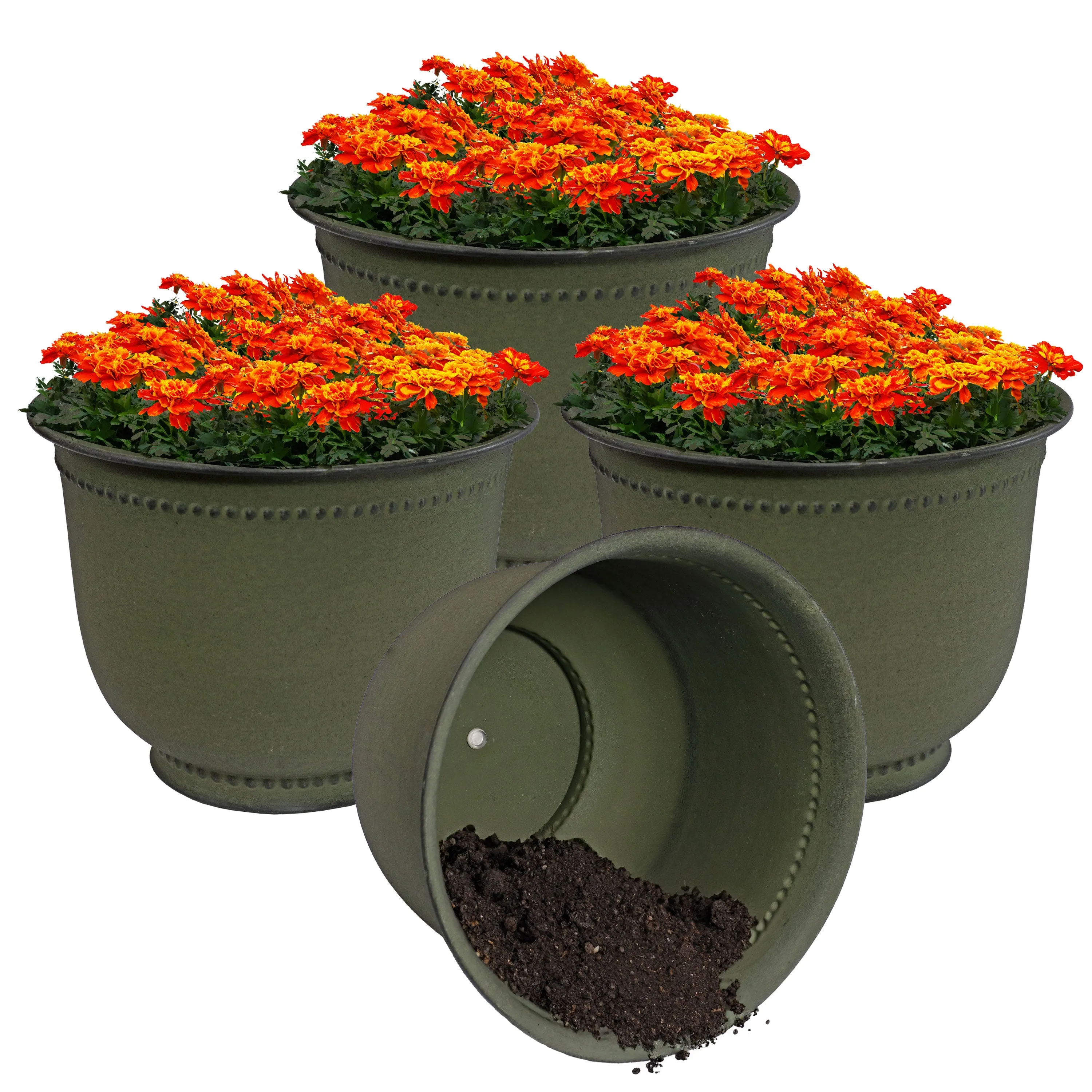 Sunnydaze Michael Metal Outdoor Plant Pots - 14.5"