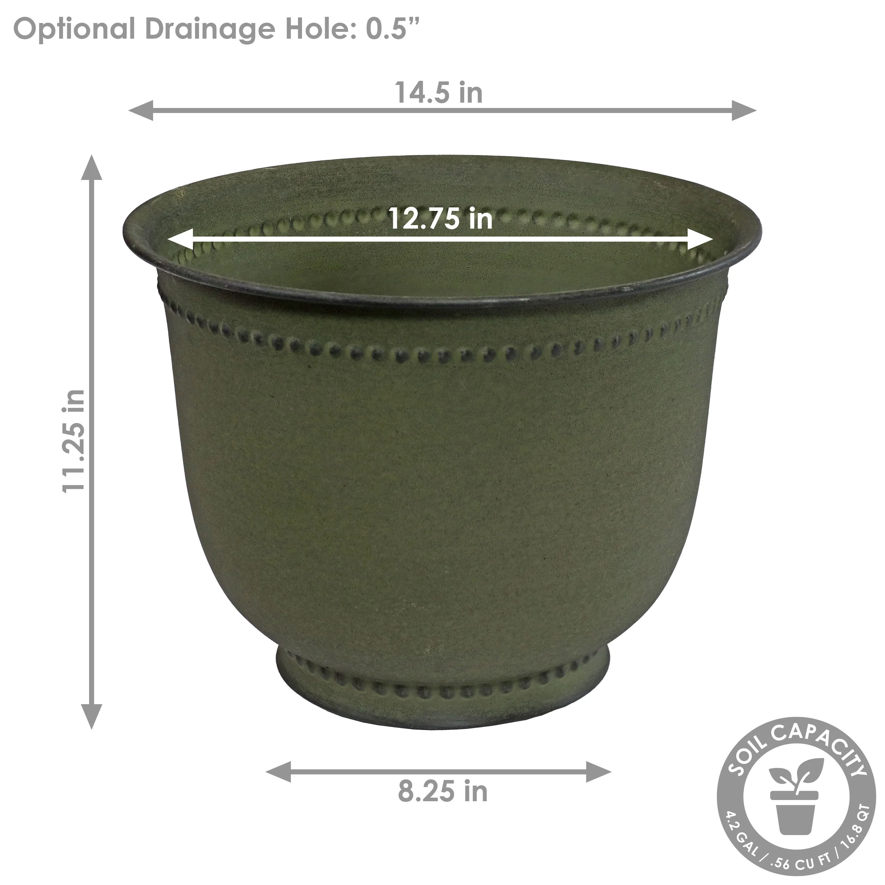 Sunnydaze Michael Metal Outdoor Plant Pots - 14.5"