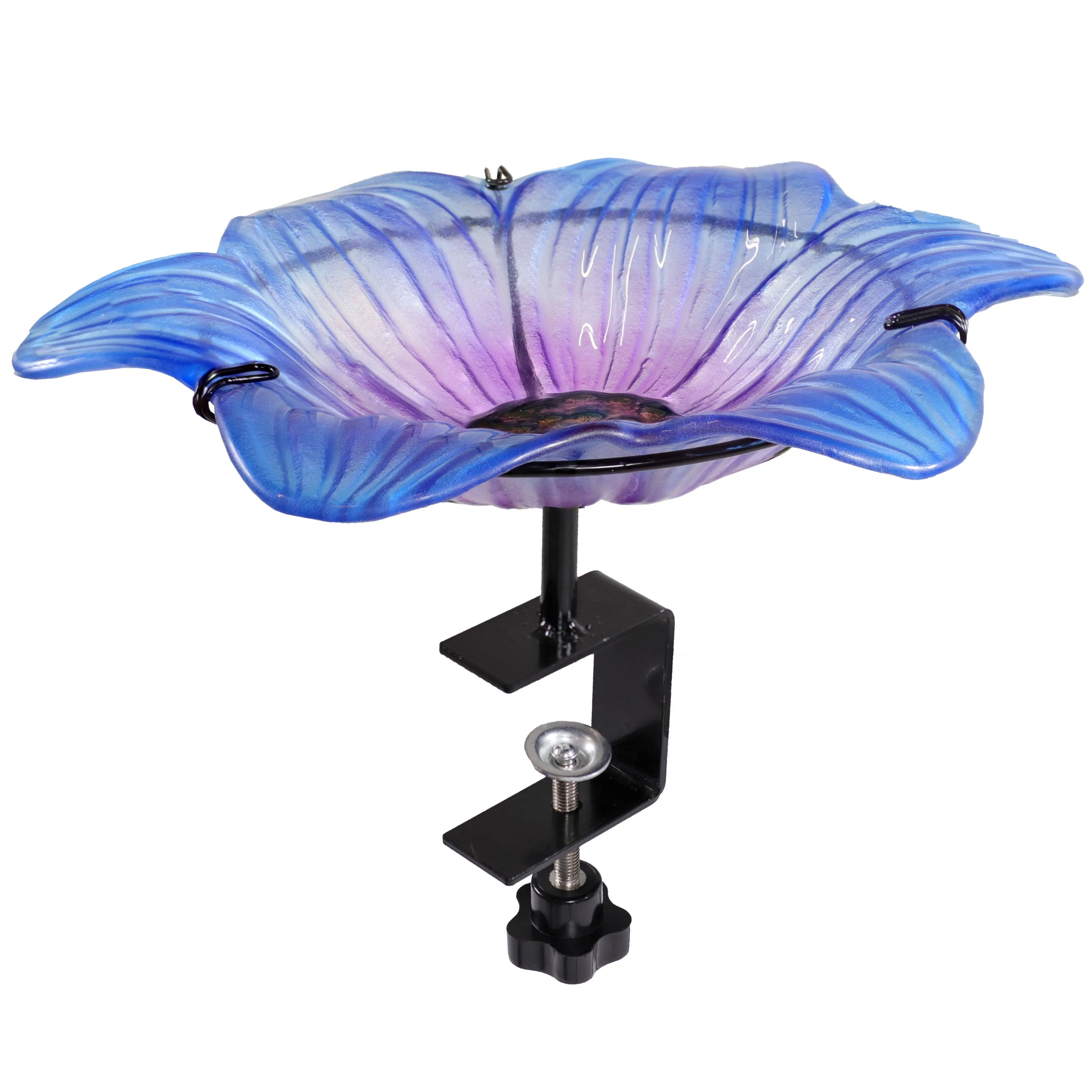 Sunnydaze Morning Glory Deck-Mounted/Staked Glass Bird Bath