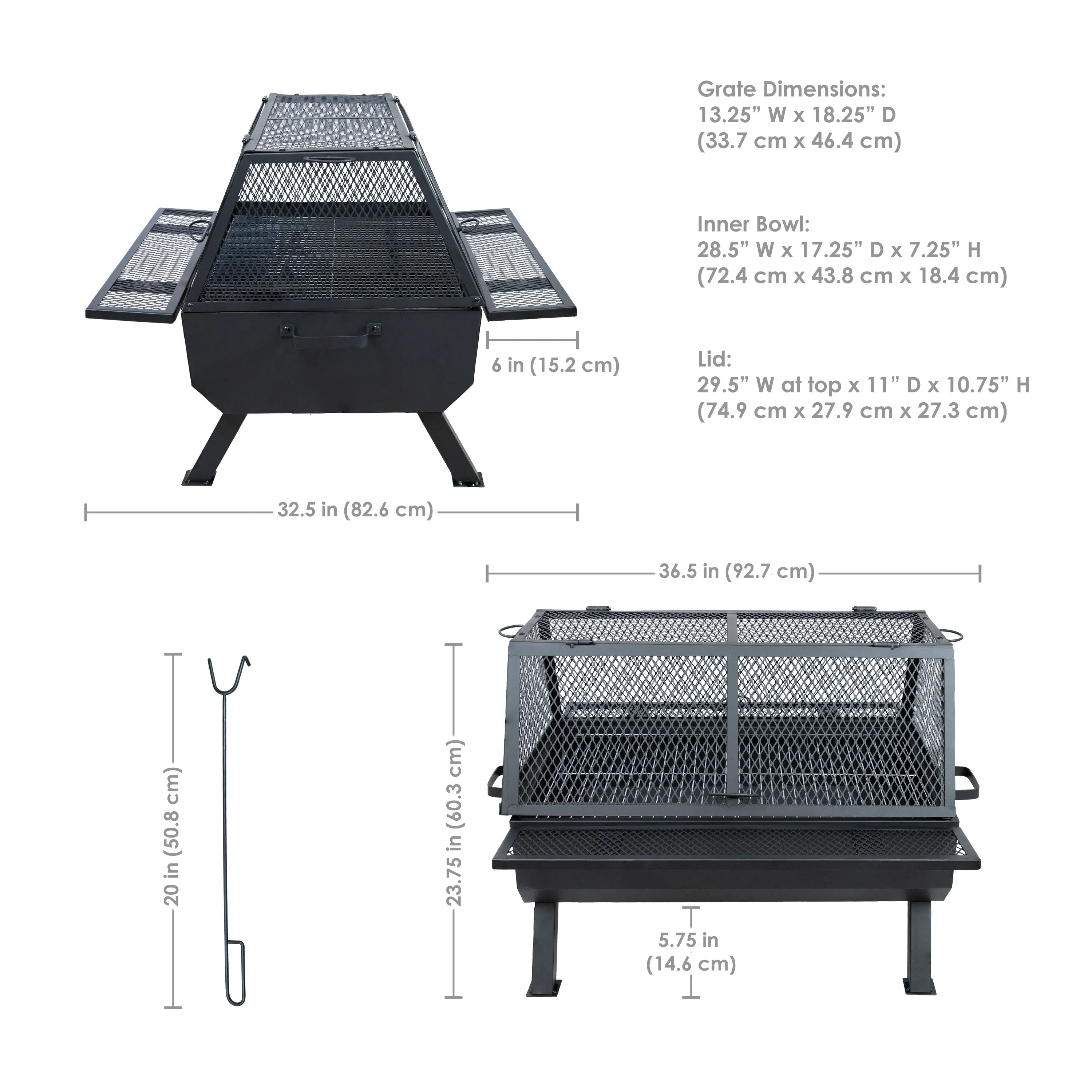 Sunnydaze Outdoor Fire Pit with Grill and Spark Screen -36" H