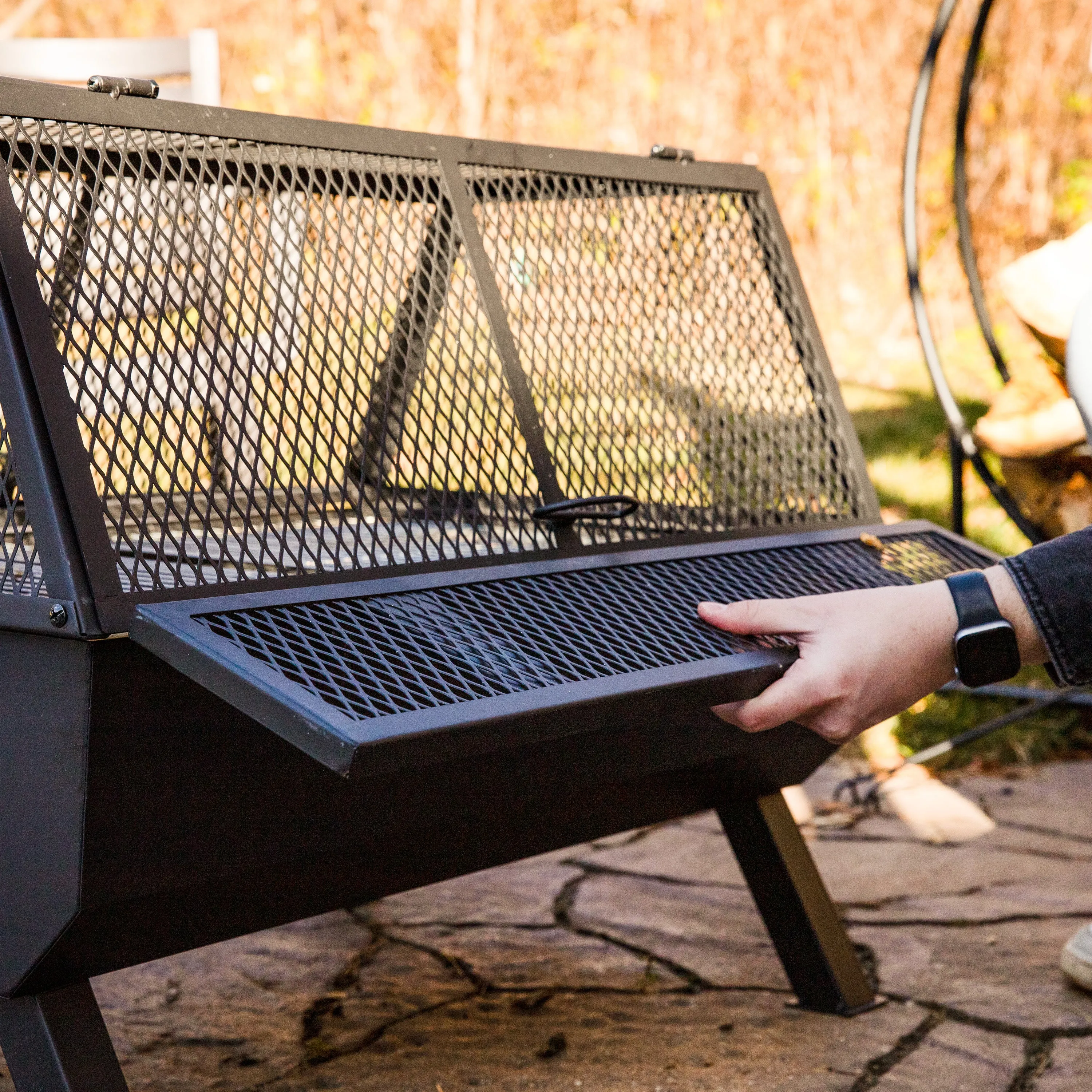 Sunnydaze Outdoor Fire Pit with Grill and Spark Screen -36" H