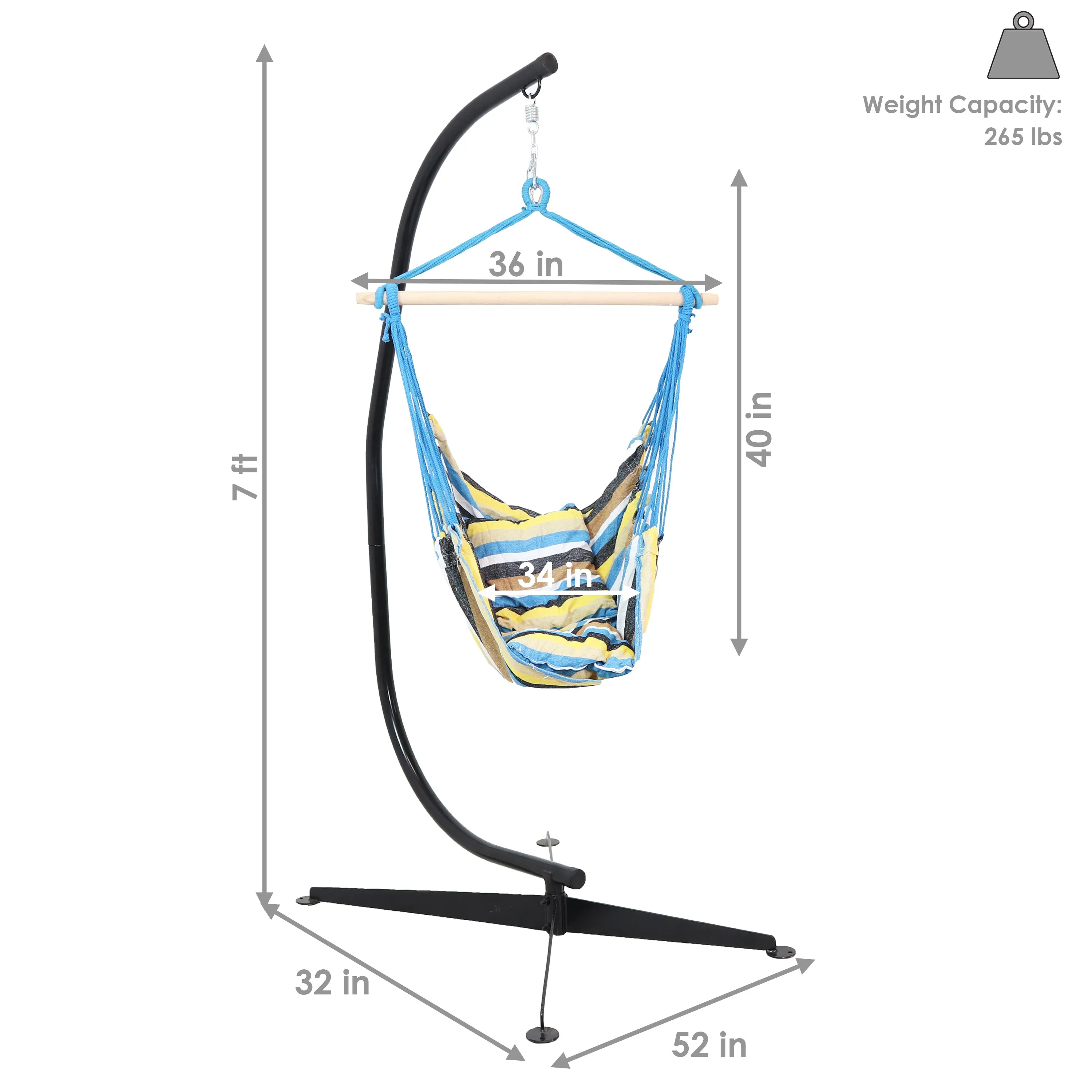 Sunnydaze Outdoor Hanging Hammock Chair and C-Stand Set