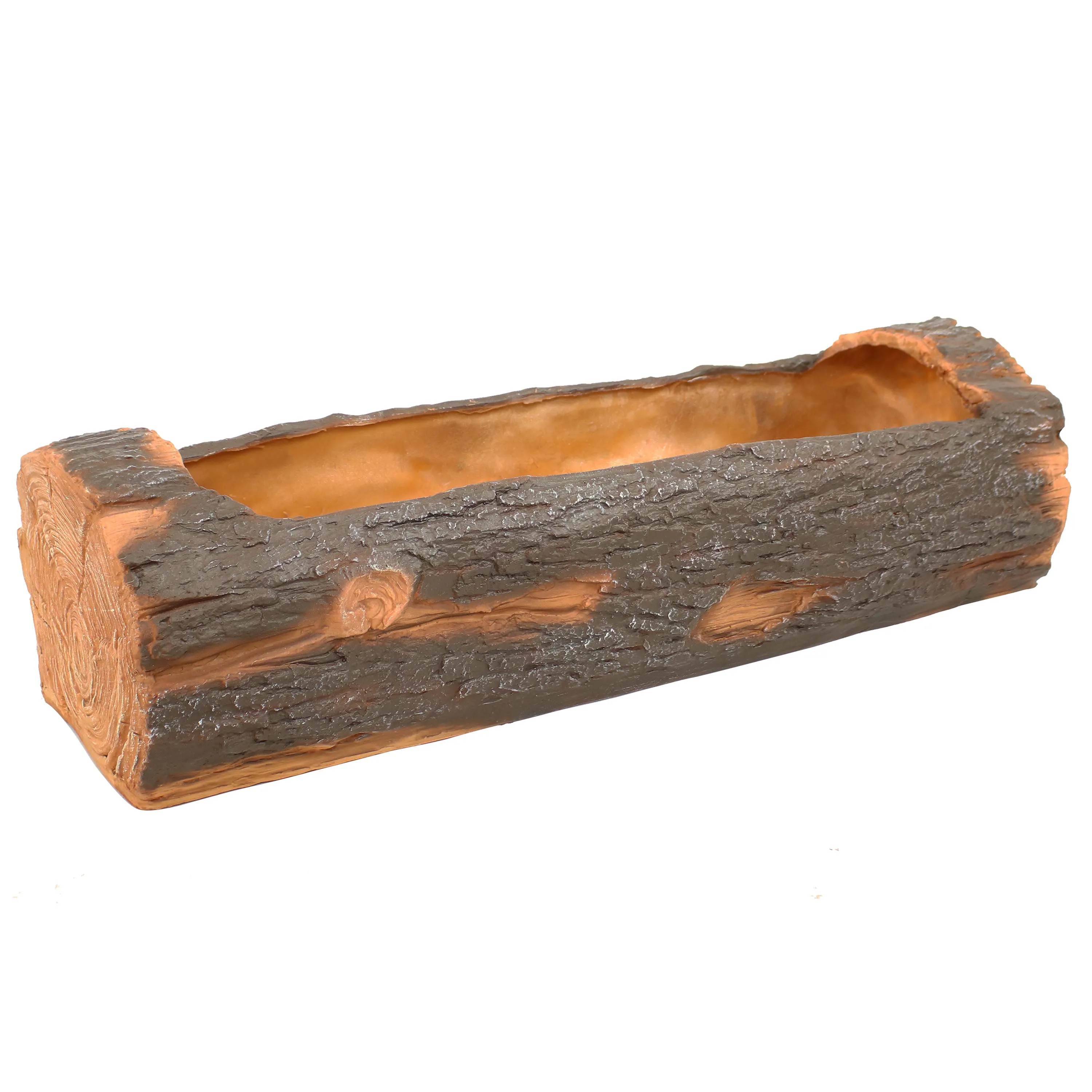 Sunnydaze Outdoor Rustic Polyresin Log Flower Pot Planter - 35"