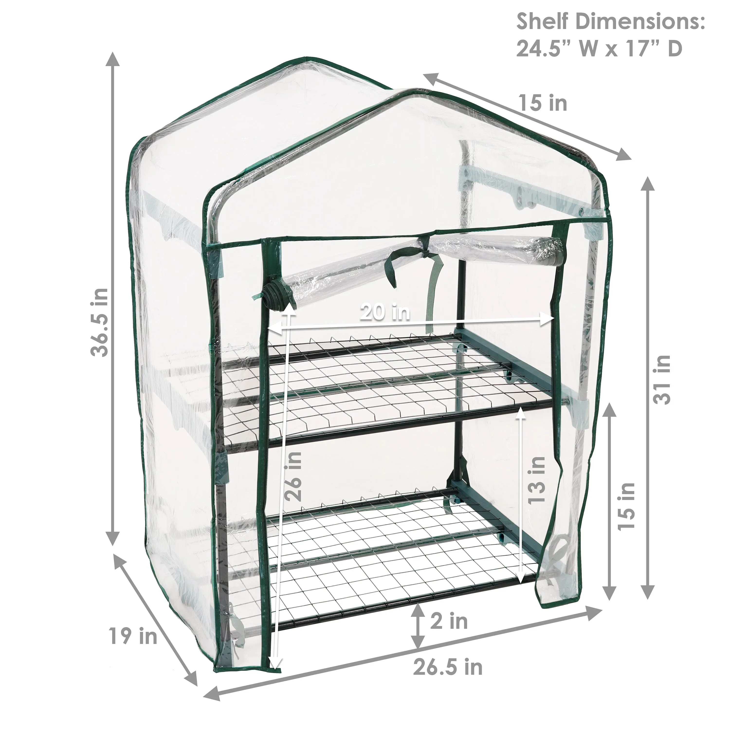 Sunnydaze Portable 2-Tier Mini Greenhouse for Outdoors - Clear