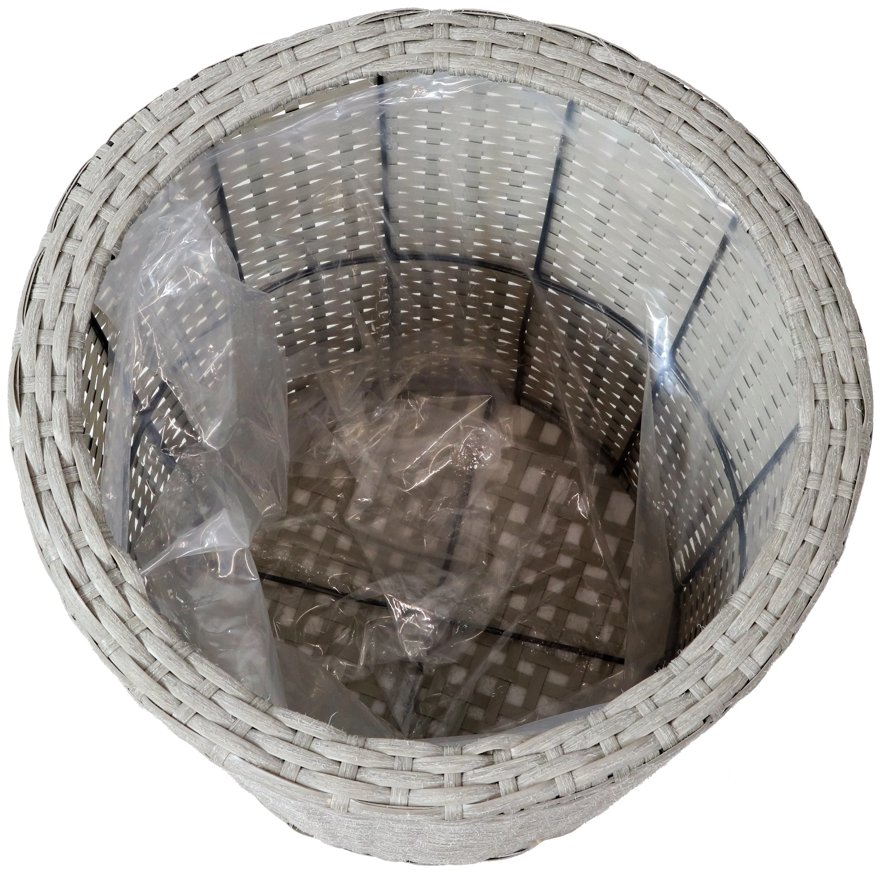 Sunnydaze Round Polyrattan Indoor Planters - 1 Large/1 Small Planter