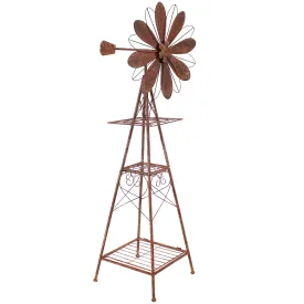 Sunnydaze Rustic Windmill Metal Outdoor Garden Statue - 51" H