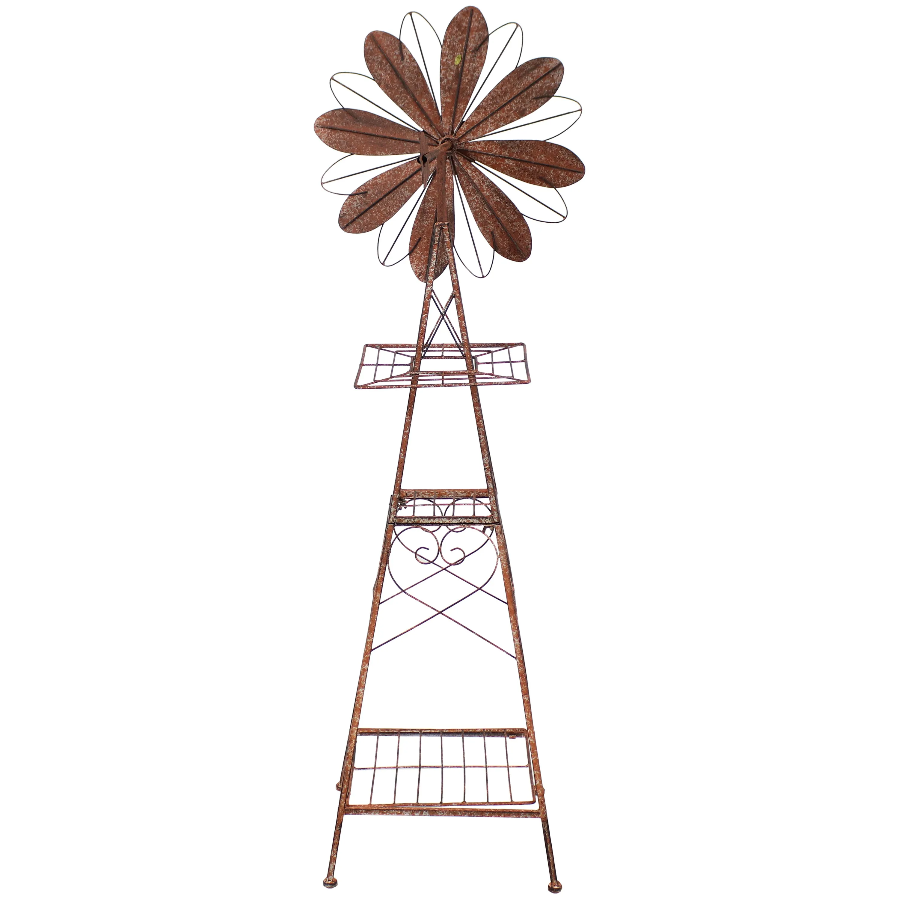 Sunnydaze Rustic Windmill Metal Outdoor Garden Statue - 51" H