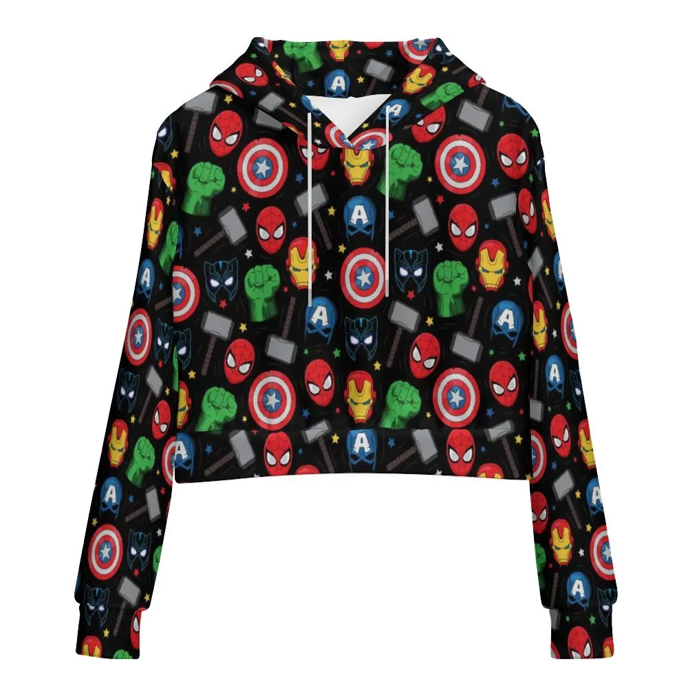 Super Heroes Women's Cropped Hoodie